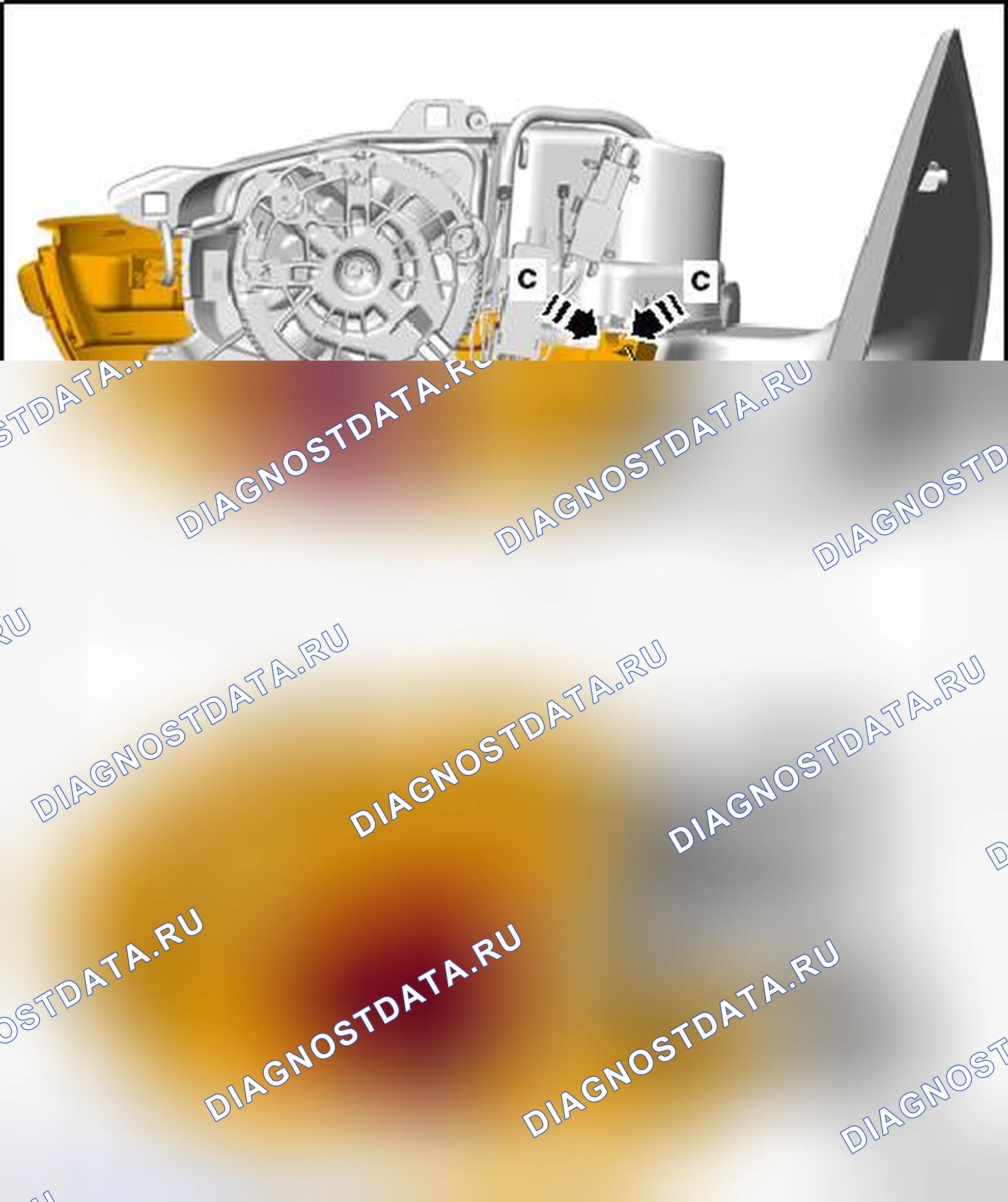Рис. 24: СИГНАЛ ПОВОРОТА И ВХОДНАЯ ЛАМПА ВНУТРИ НАРУЖНОГО ЗЕРКАЛА. Volkswagen Eos I