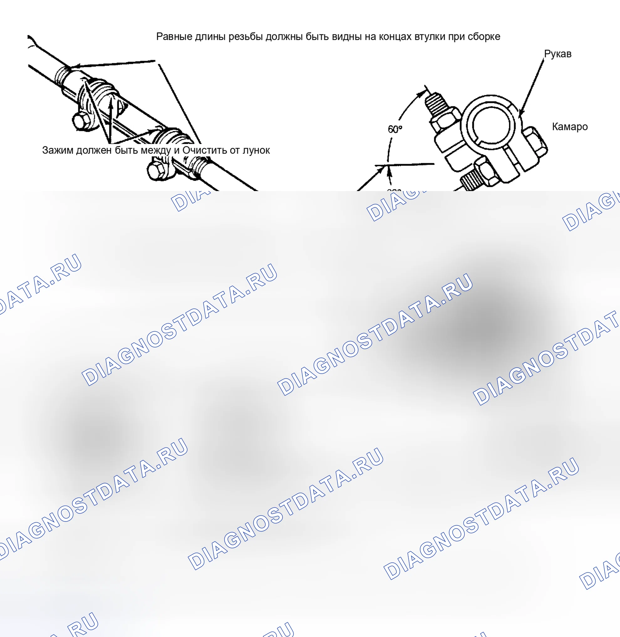 Рис. 1: Положение зажима трубки и болта схождение колёс Adjuster. Oldsmobile Omega I