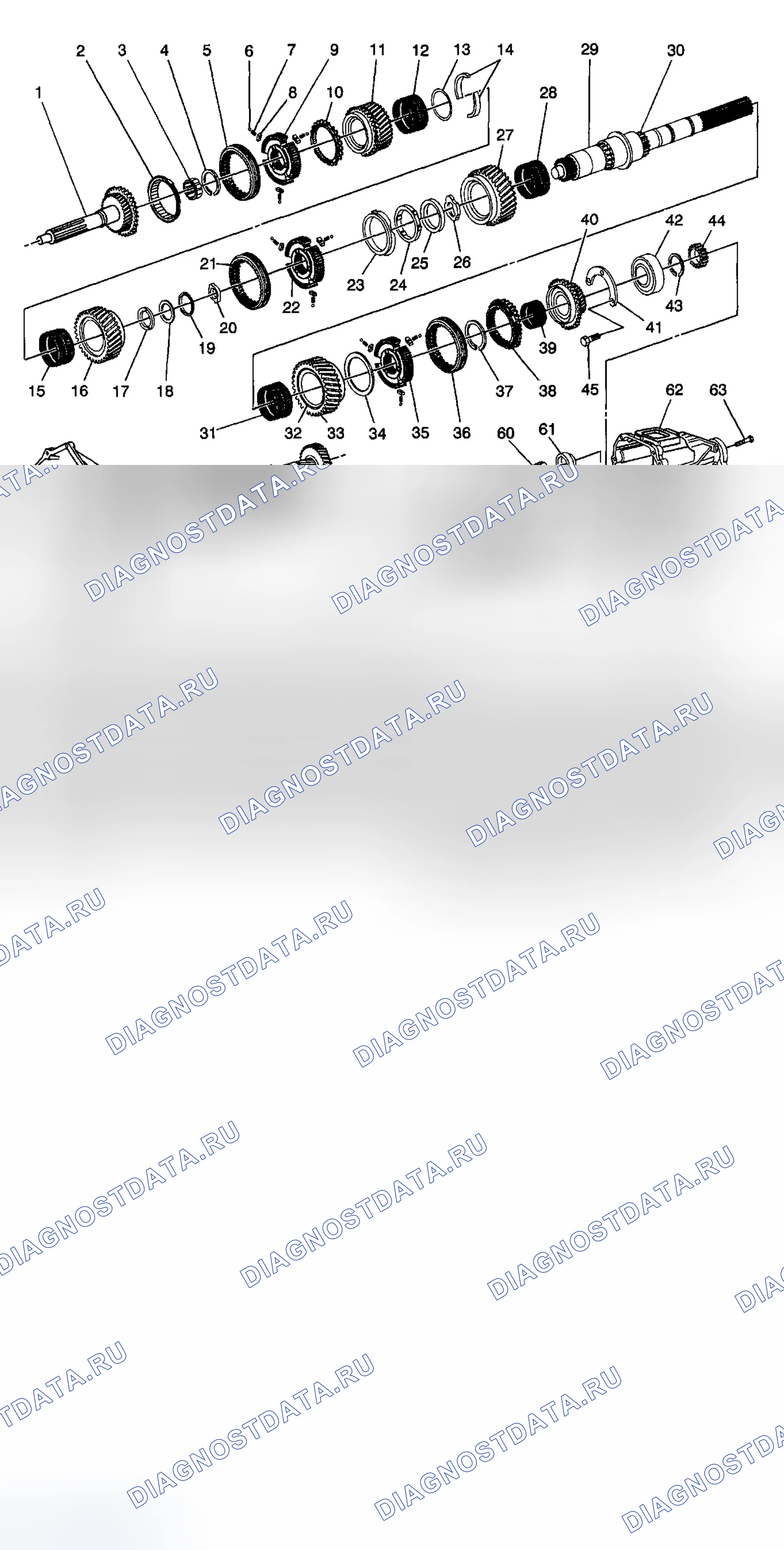 Рис. 4: Передаточные механизмы. Chevrolet Blazer S15 рестайлинг