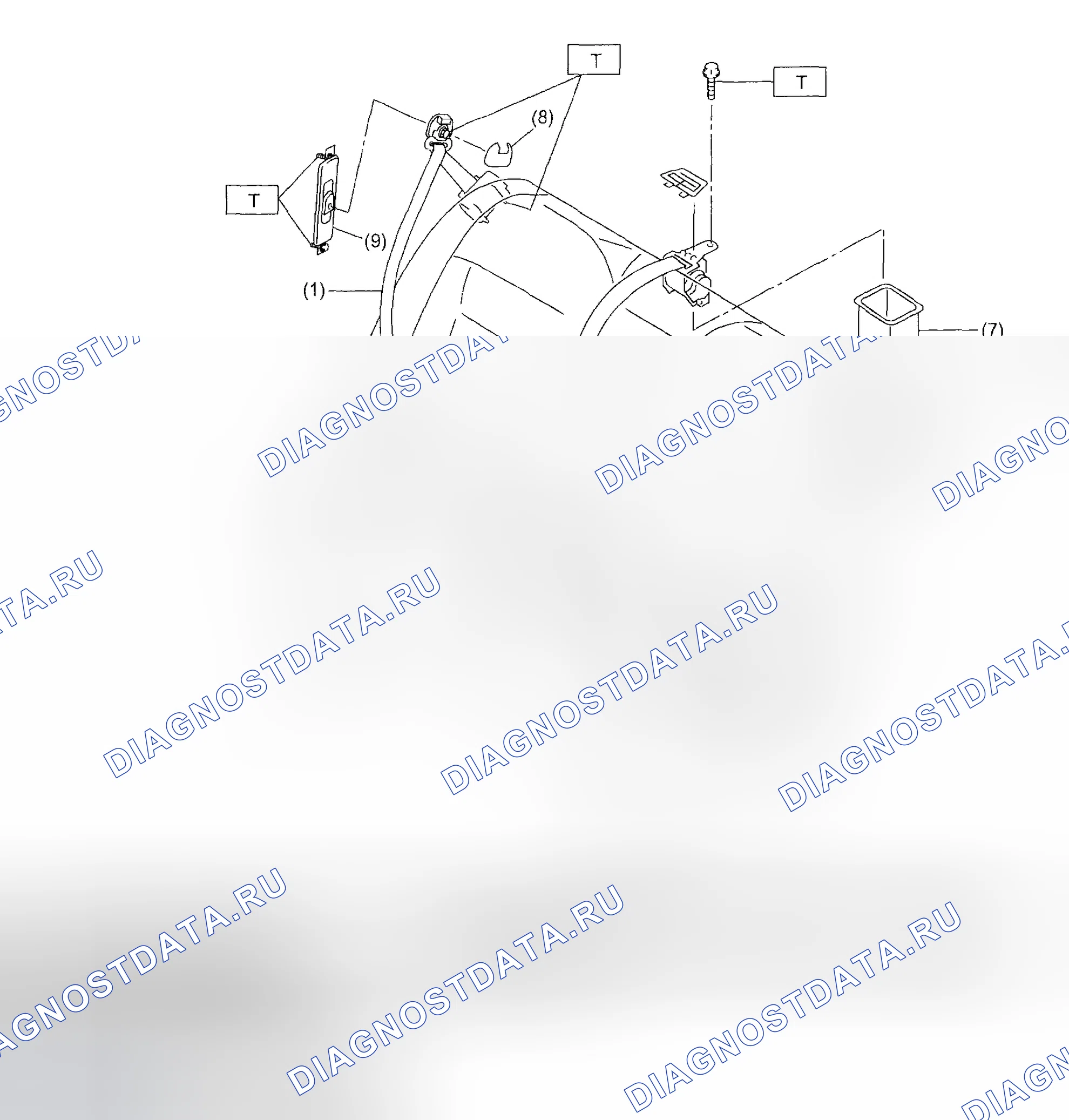 Рис. 2: ЗАДНИЕ РЕМНИ БЕЗОПАСНОСТИ (СЕДАН). Subaru Impreza GD/GC/GG рестайлинг