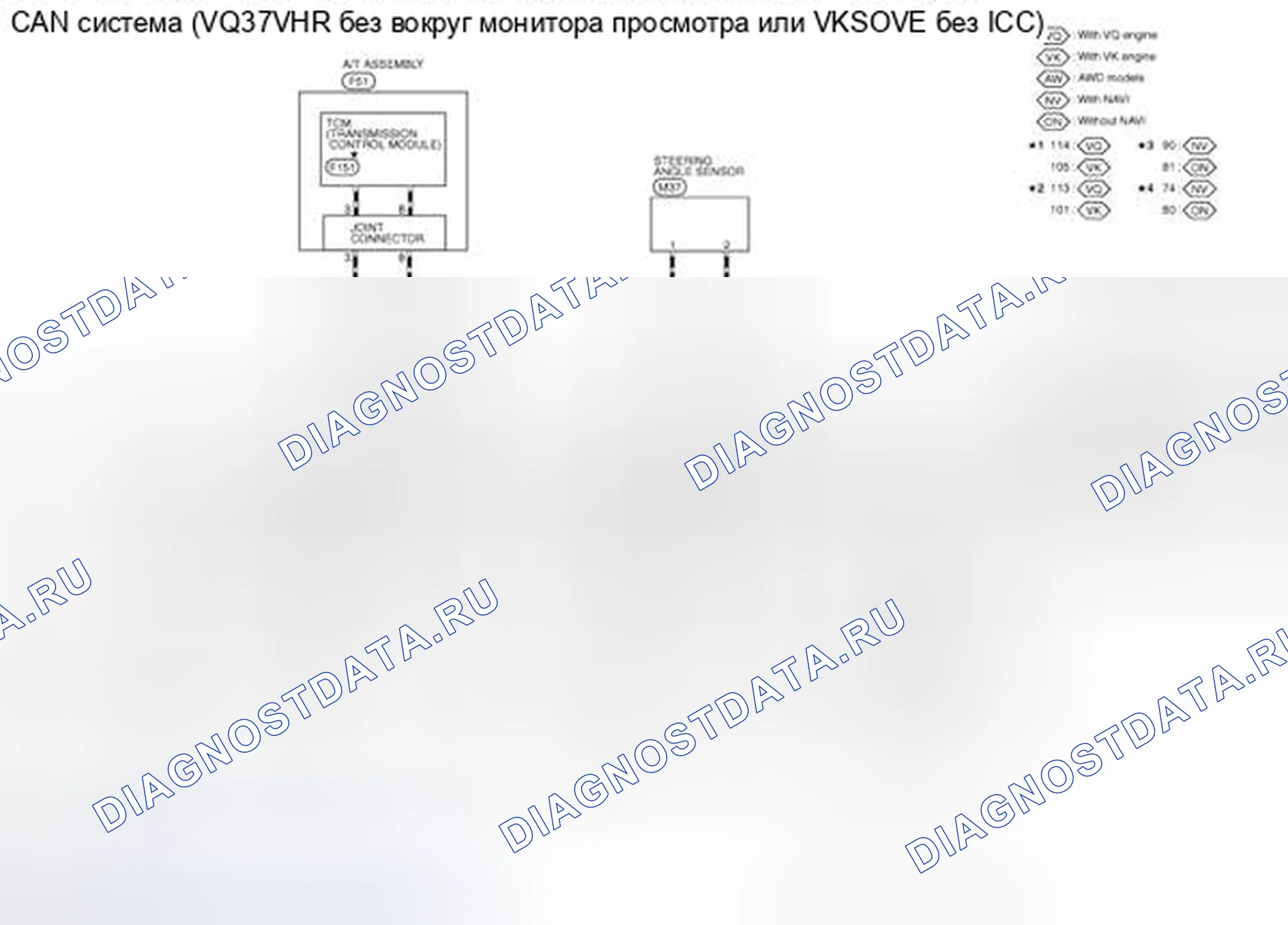 Рис. 67: электросхема - CAN система (VQ37VHR WITHOUT AROUND VIEW контроль OR VK50VE WITHIN ICC). Infiniti FX37 II рестайлинг