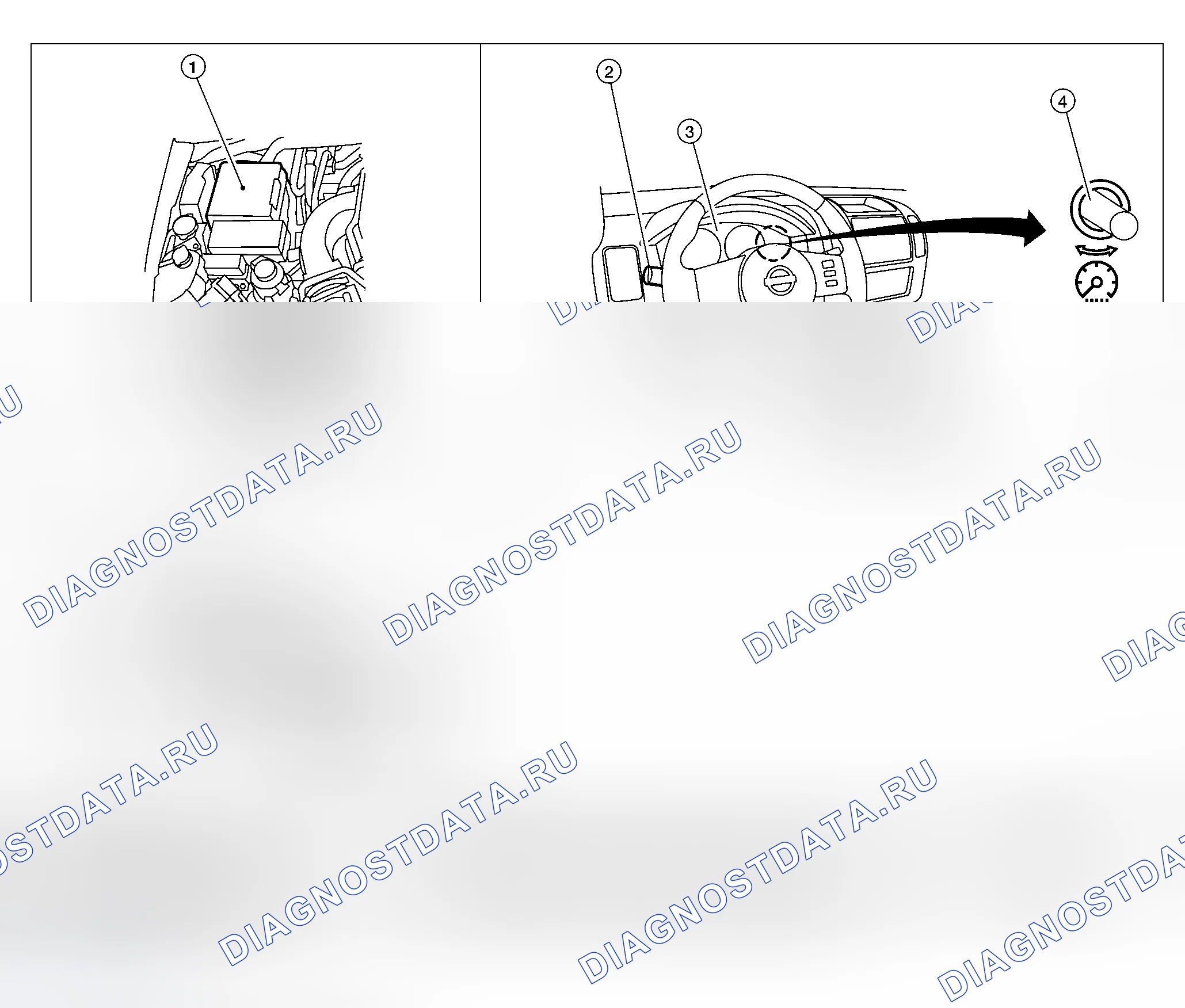 Рис. 159: Расположение компонентов и разъемов кабелей. Honda Odyssey I
