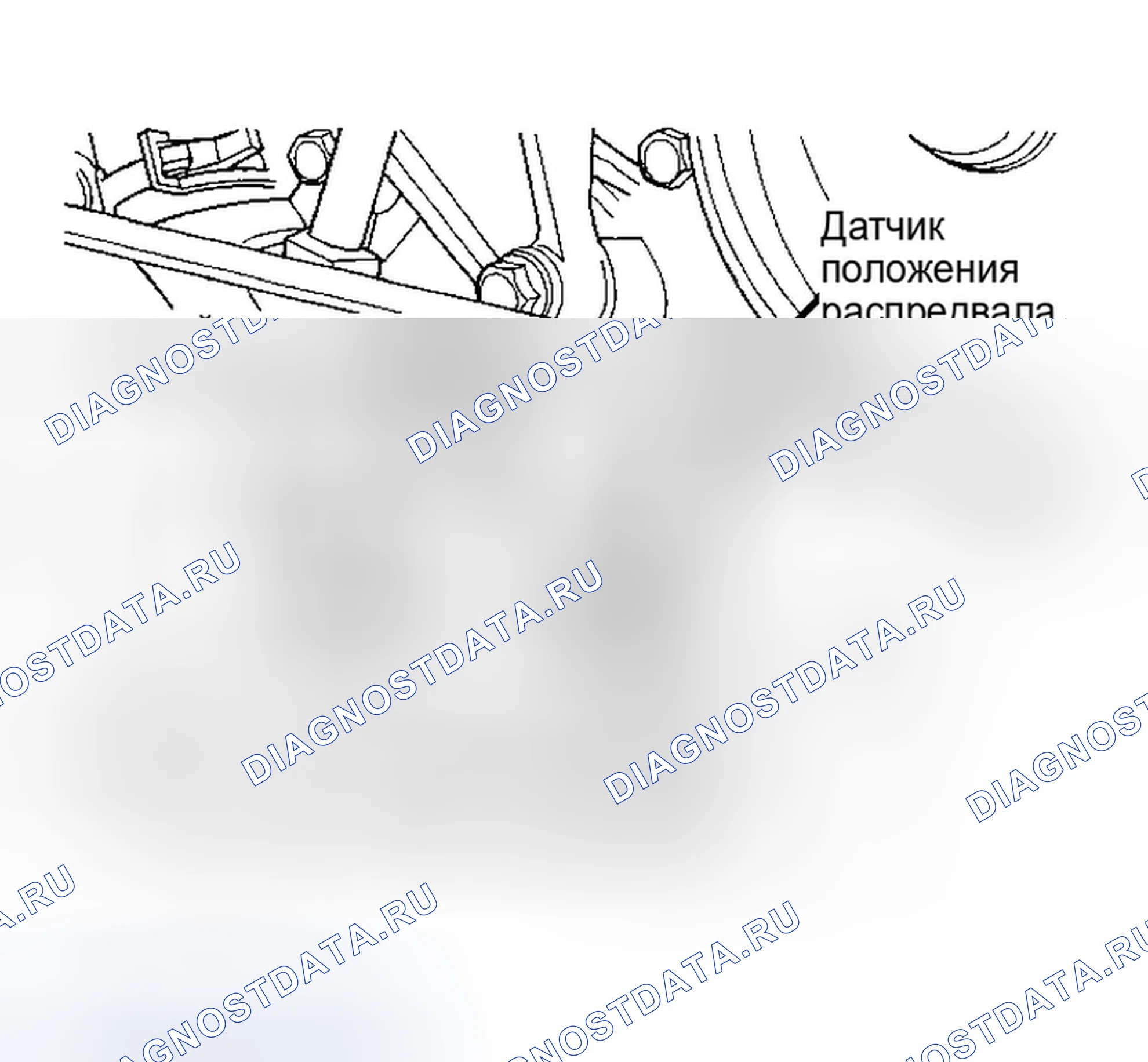 Рис. 2: РАСПОЛОЖЕНИЕ ДАТЧИКА ПОЛОЖЕНИЯ РАСПРЕДЕЛИТЕЛЬНОГО ВАЛА (8.0L). Dodge Pickup R1500 