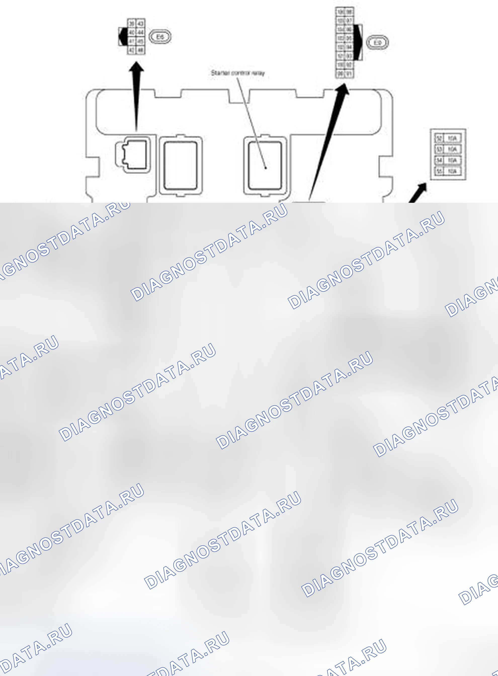 Рис. 108: Расположение предохранителей, разъемов и клемм. Infiniti EX35 I