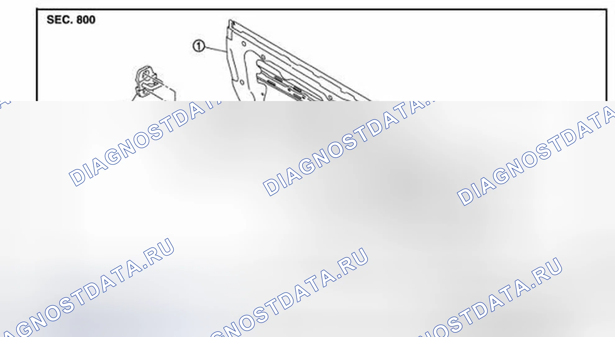 Рис. 535: ДВЕРНОЙ ФИКСАТОР: Вид в разобранном виде. Infiniti G37 IV рестайлинг