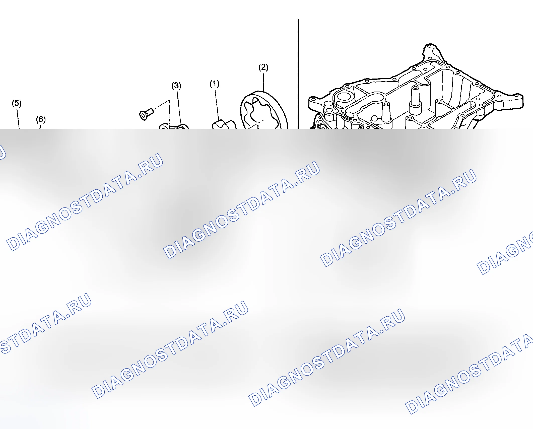 Рис. 3: Масляный насос и предохранительный клапан. Subaru Outback BP рестайлинг