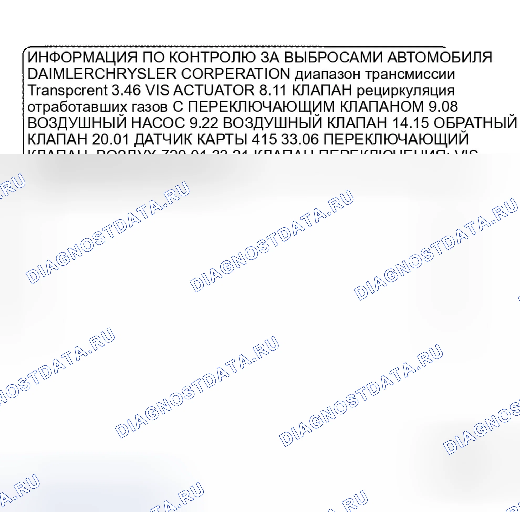 Рис. 3: ОПИСАНИЕ общей информации производителя. Chrysler Crossfire I