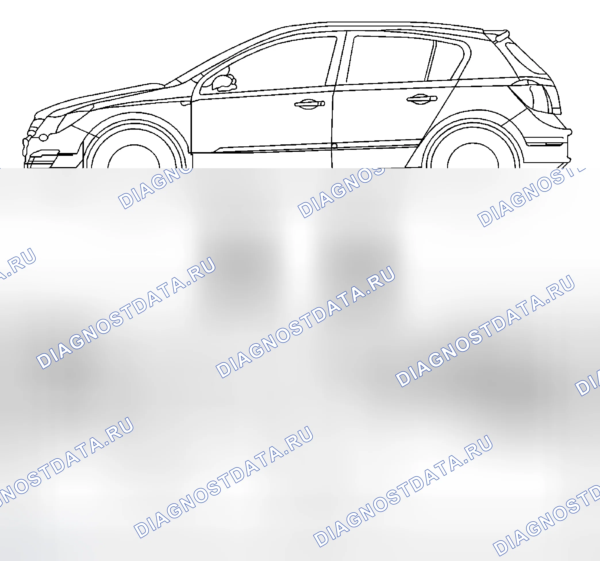 Рис. 1: Подъем и подъем транспортного средства. Kia Rio IV