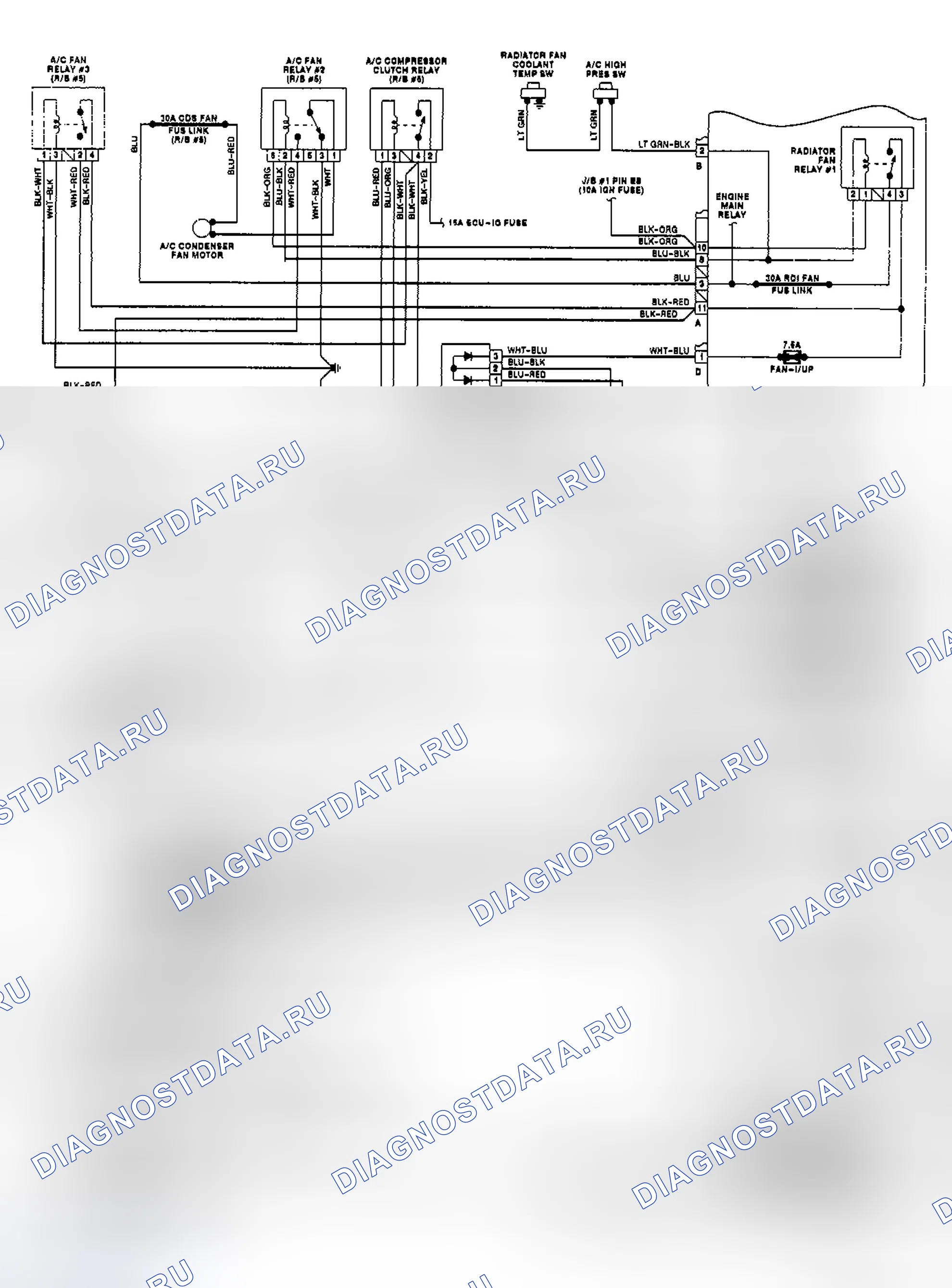 Рис. 2: электросхема ручной системы кондиционер-отопитель (4A-GE). Toyota Corolla VI
