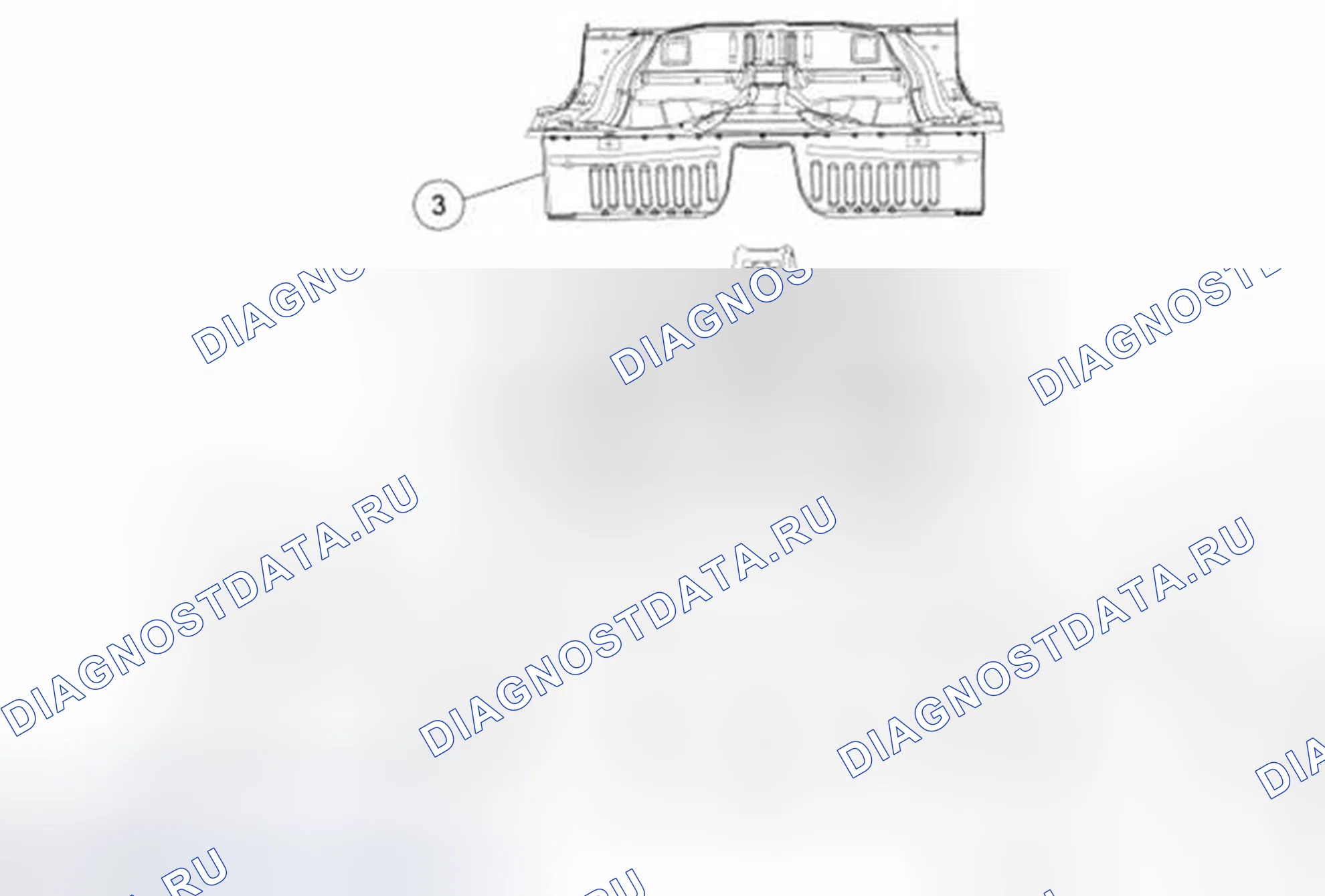 Рис. 77: Передняя часть нижней части кузова. Ford Mustang V рестайлинг
