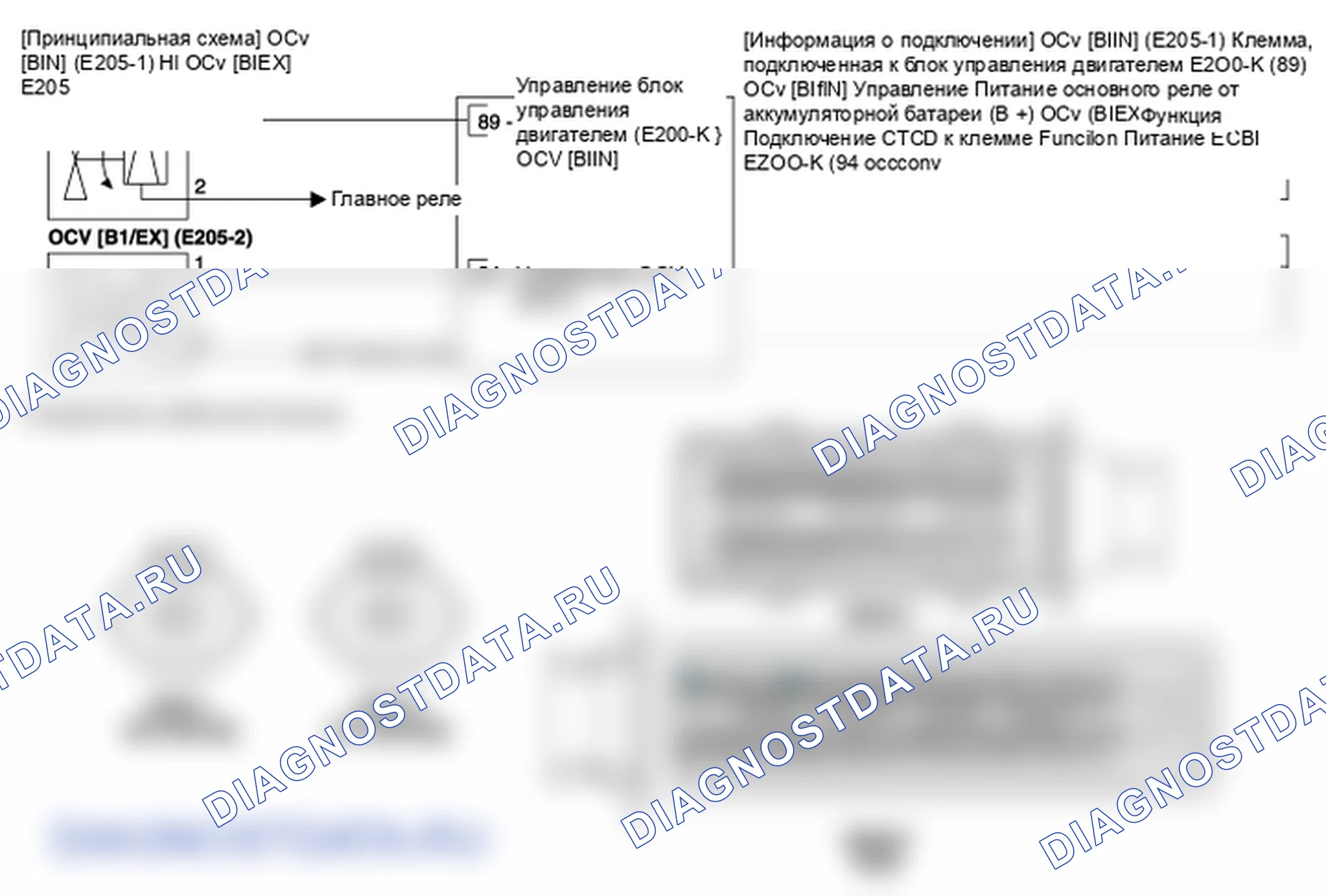 Фрагмент электросхемы: Масляный регулирующий клапан CVVT (OCV). Hyundai GRAND i10/Xcent BA