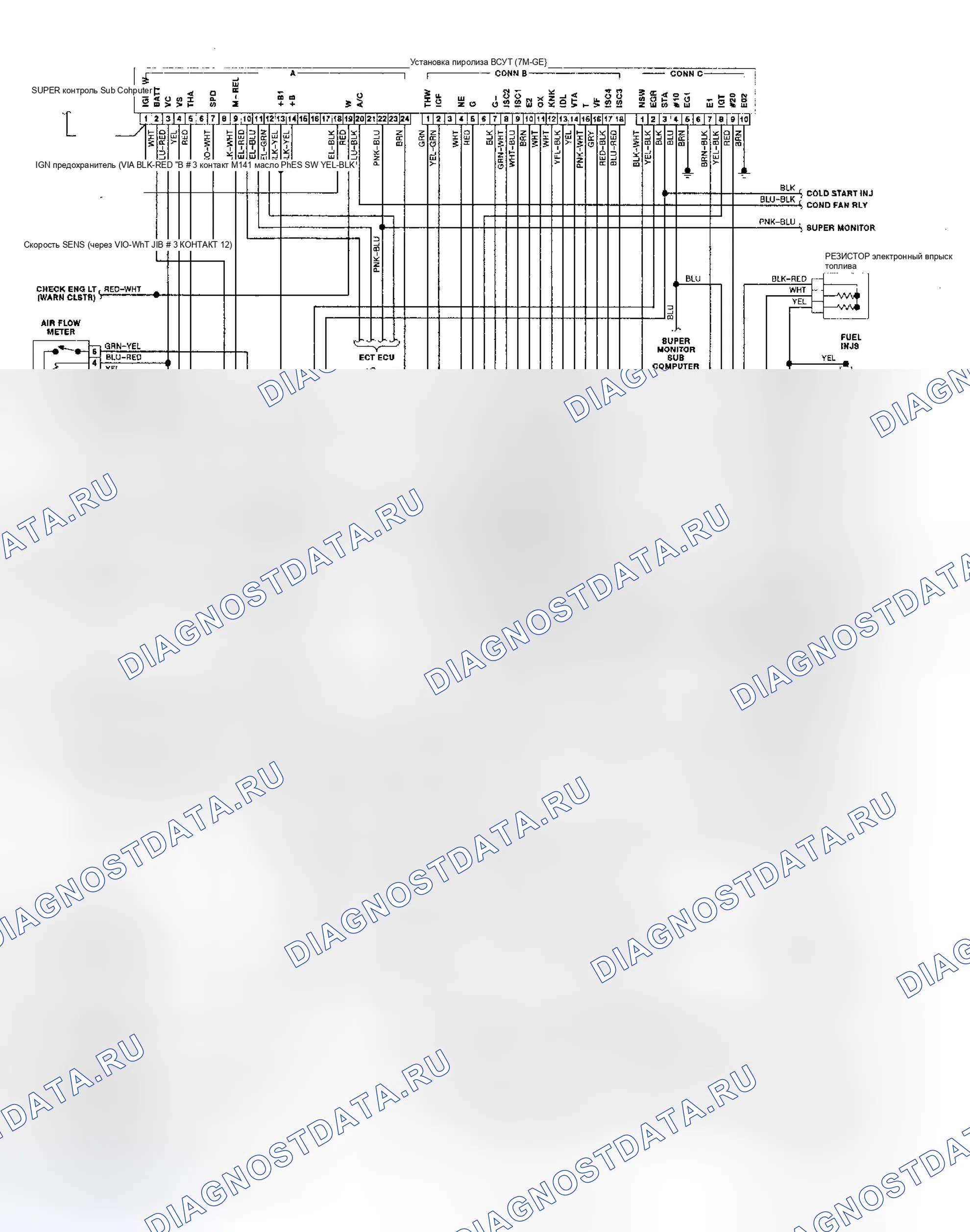 Рис. 153: электросхема (Крессида). Toyota Camry V20