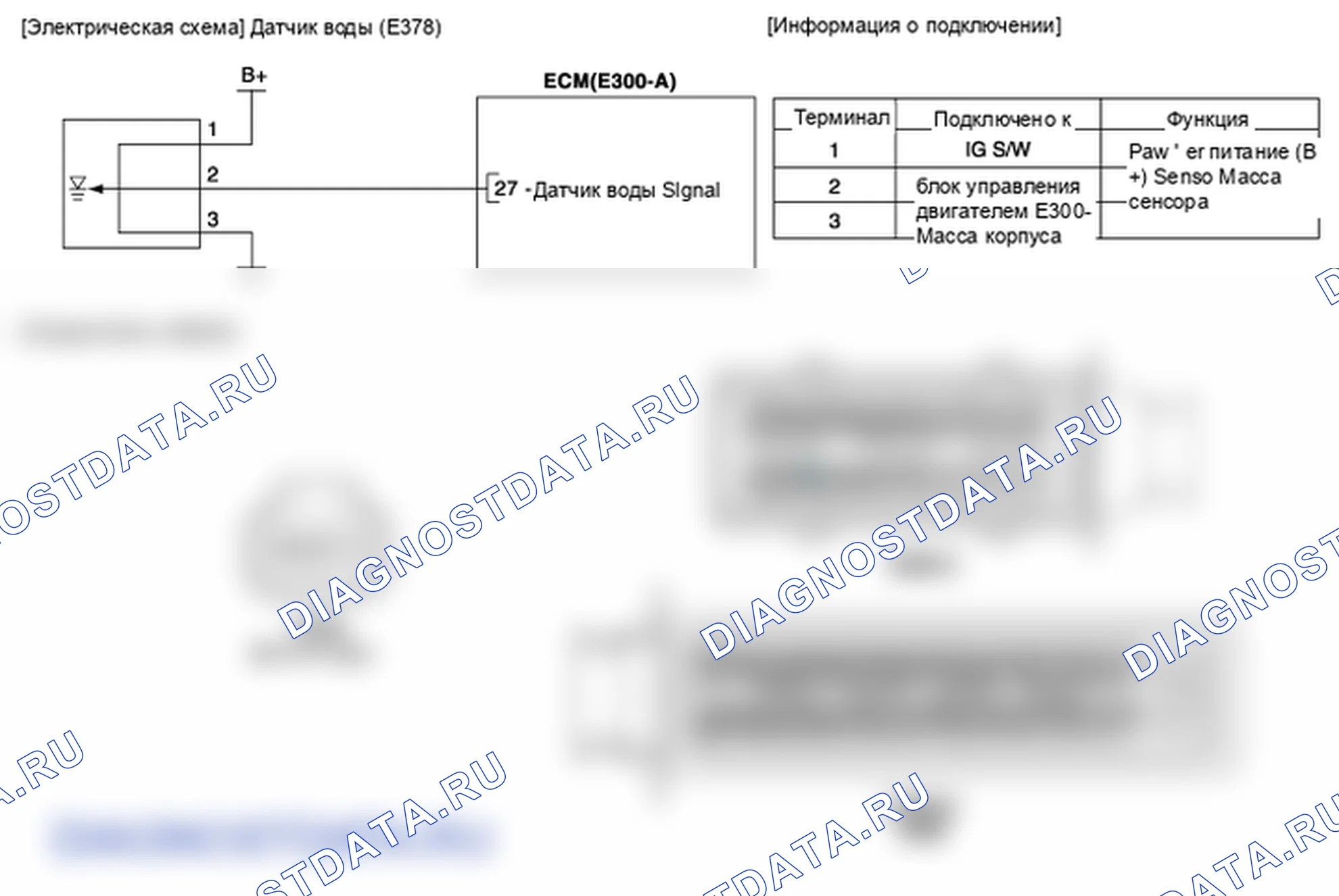 Фрагмент электросхемы: Датчик воды. Hyundai i20 GB