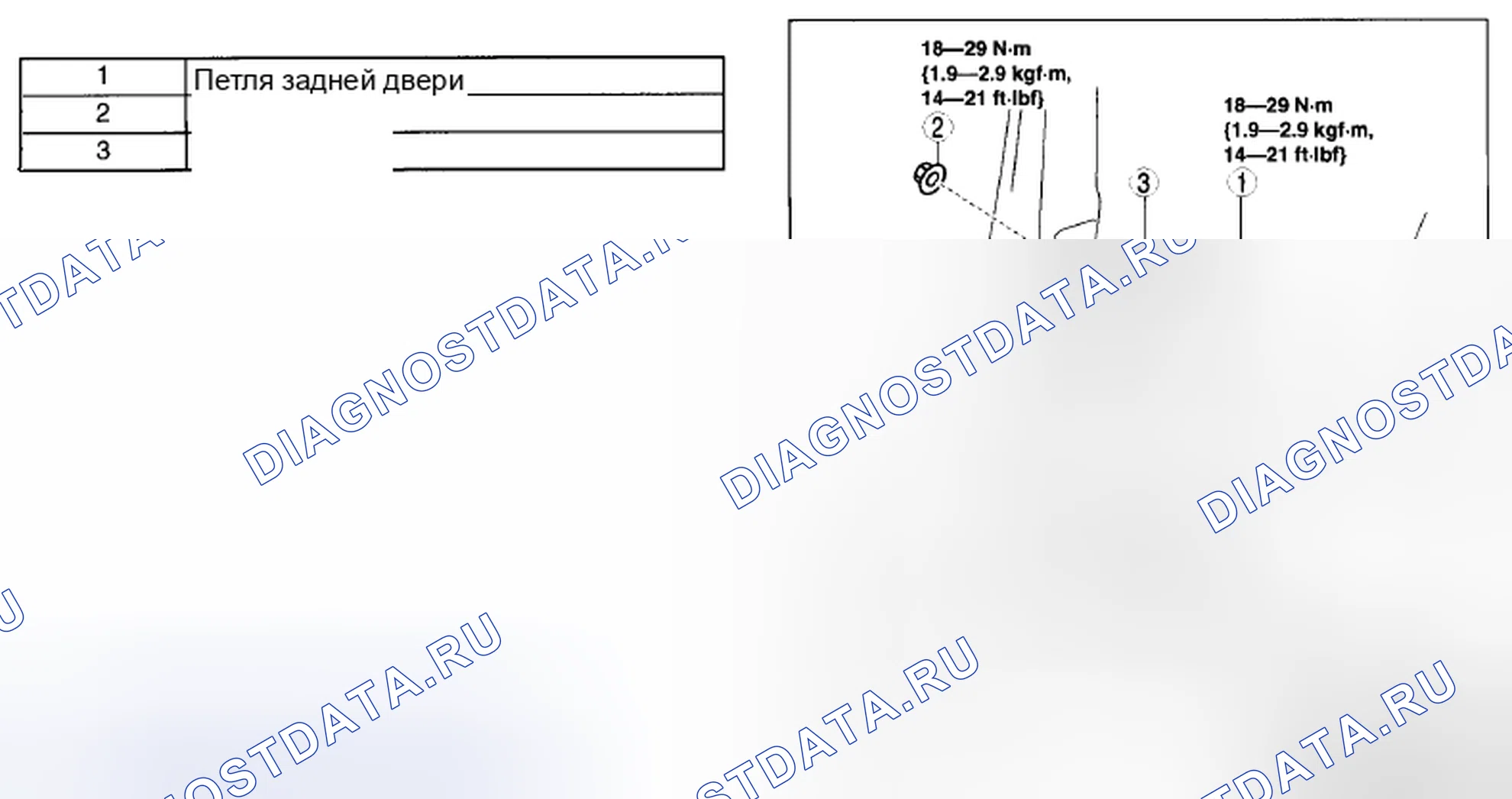 Рис. 80: СНЯТИЕ / УСТАНОВКА ПЕТЛИ ЗАДНЕЙ ДВЕРИ. Mazda CX-5 I