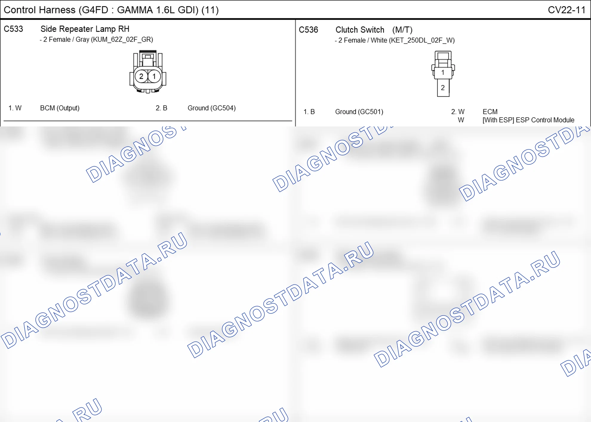 Распиновка разъёма C535 — жгута управления. Hyundai ix35 EL