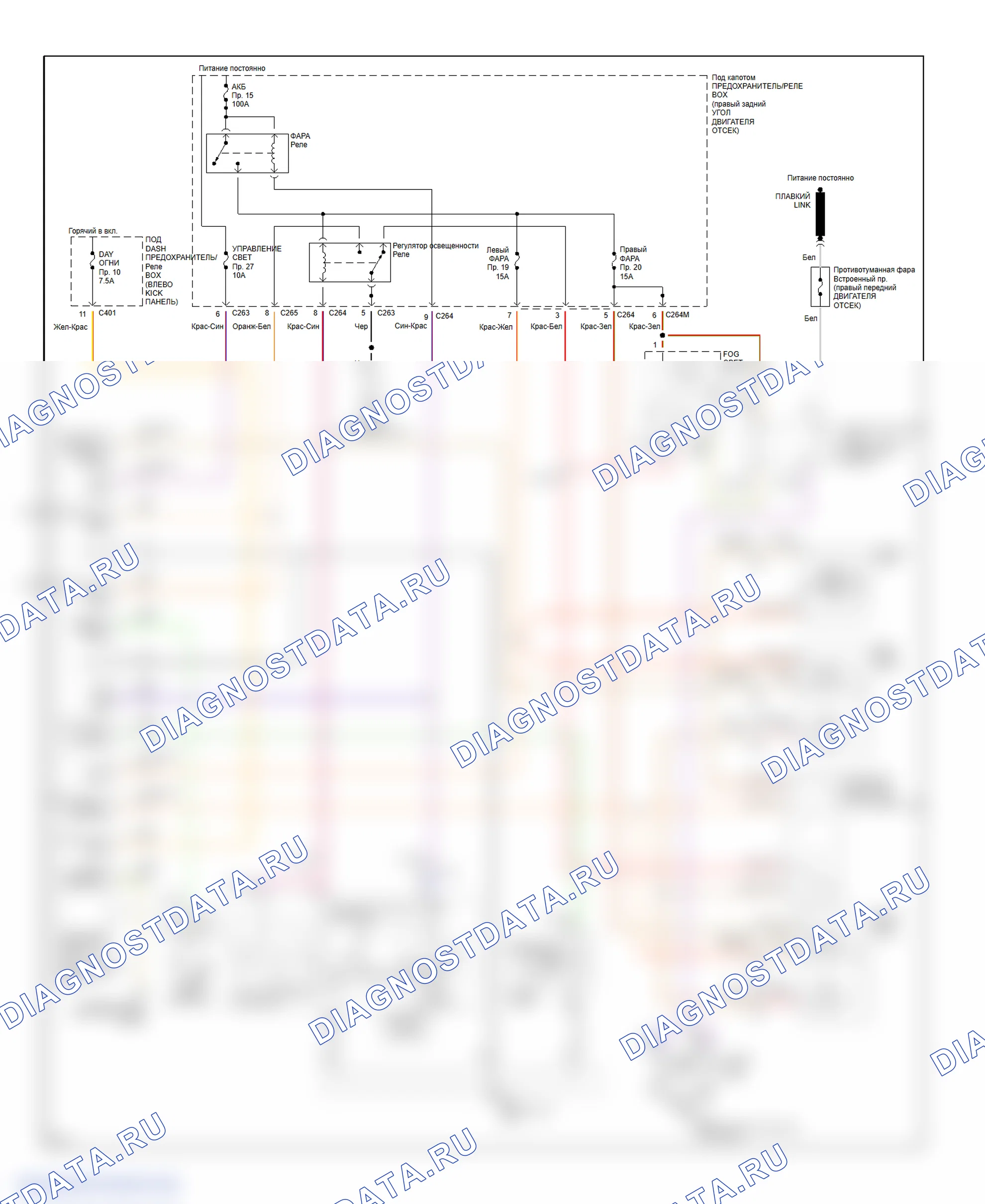 Headlight Circuit, W/ DRL. Honda Odyssey I