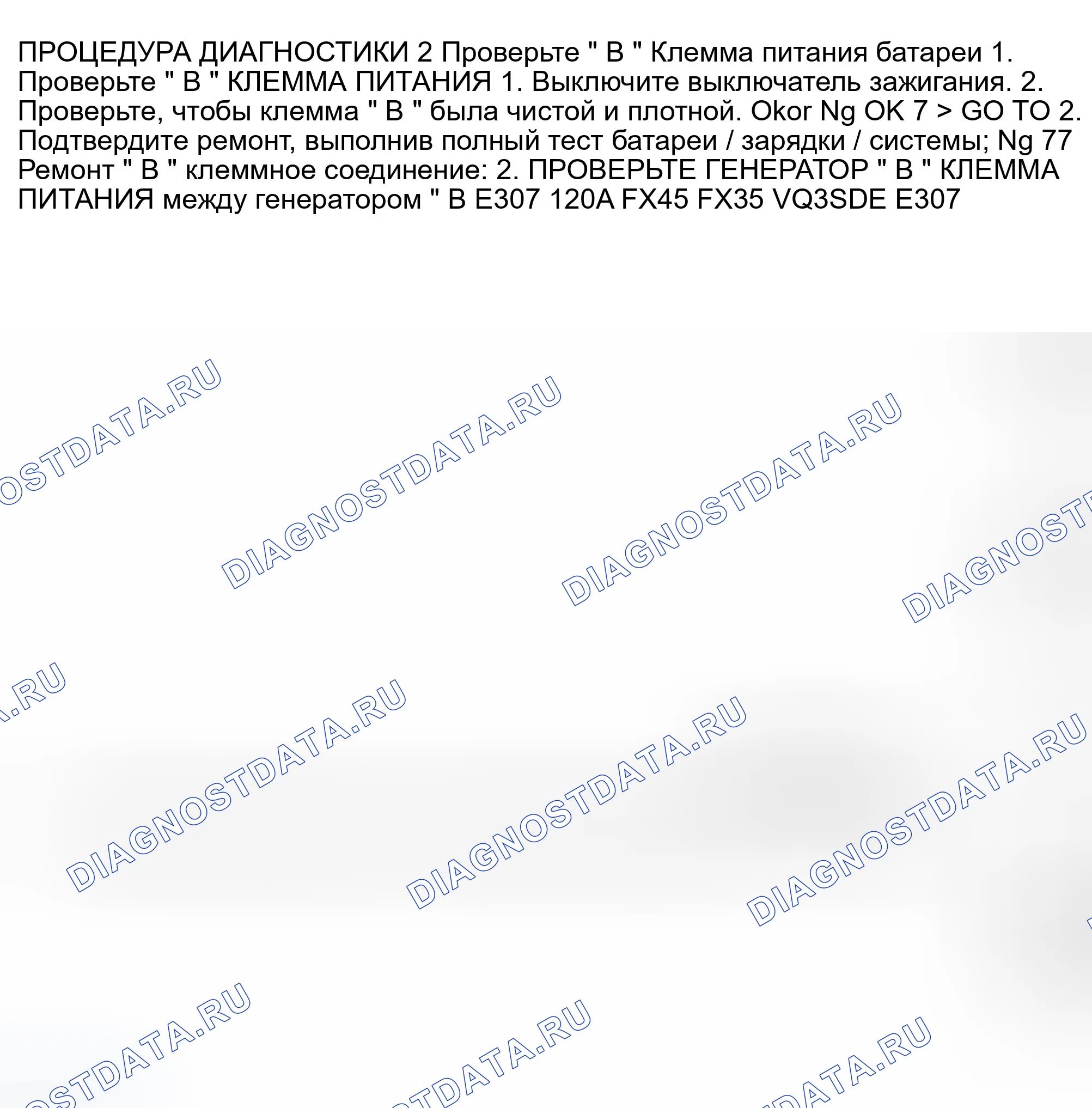 Рис. 4: ДИАГНОСТИЧЕСКАЯ ПРОЦЕДУРА 2. Infiniti FX45 I