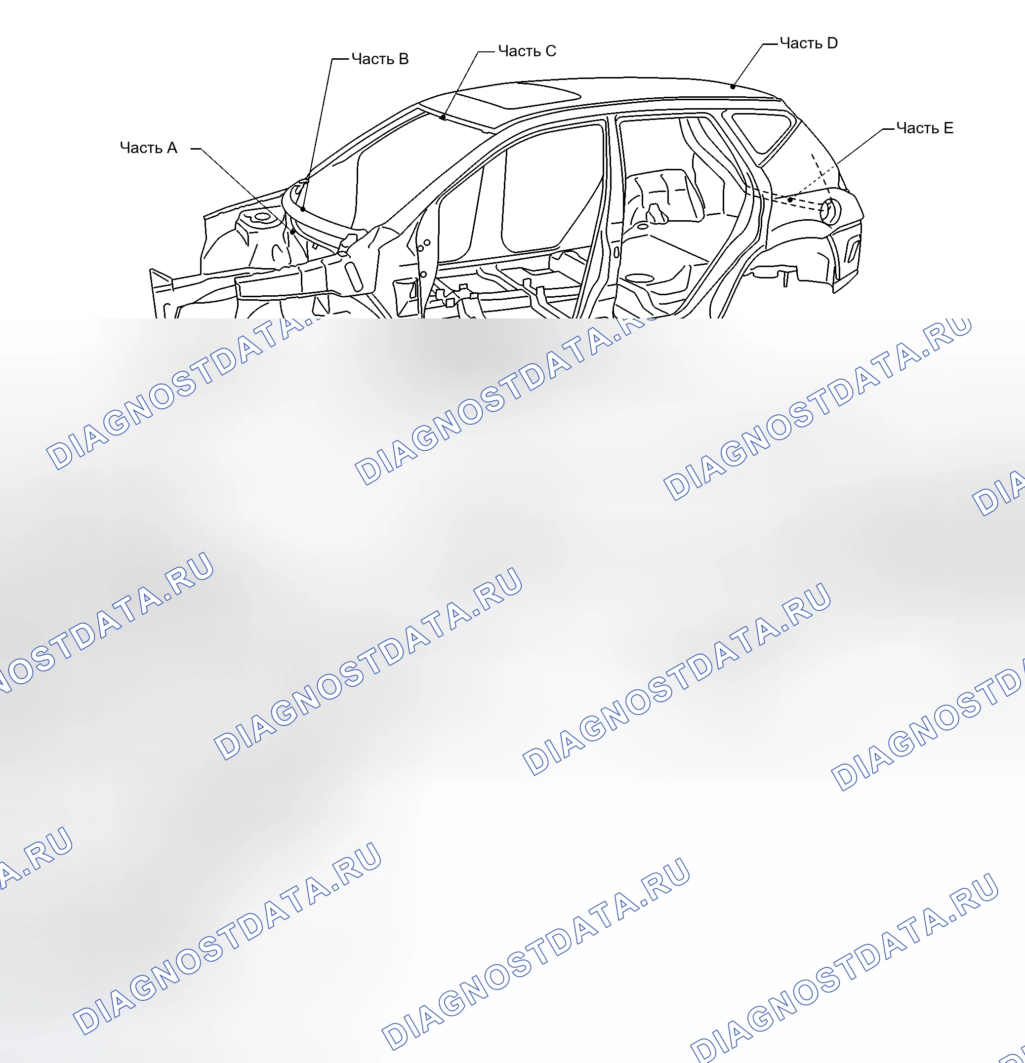 Рис. 554: ОТМЕТКИ ЦЕНТРА ТЕЛА. Nissan Murano Z50