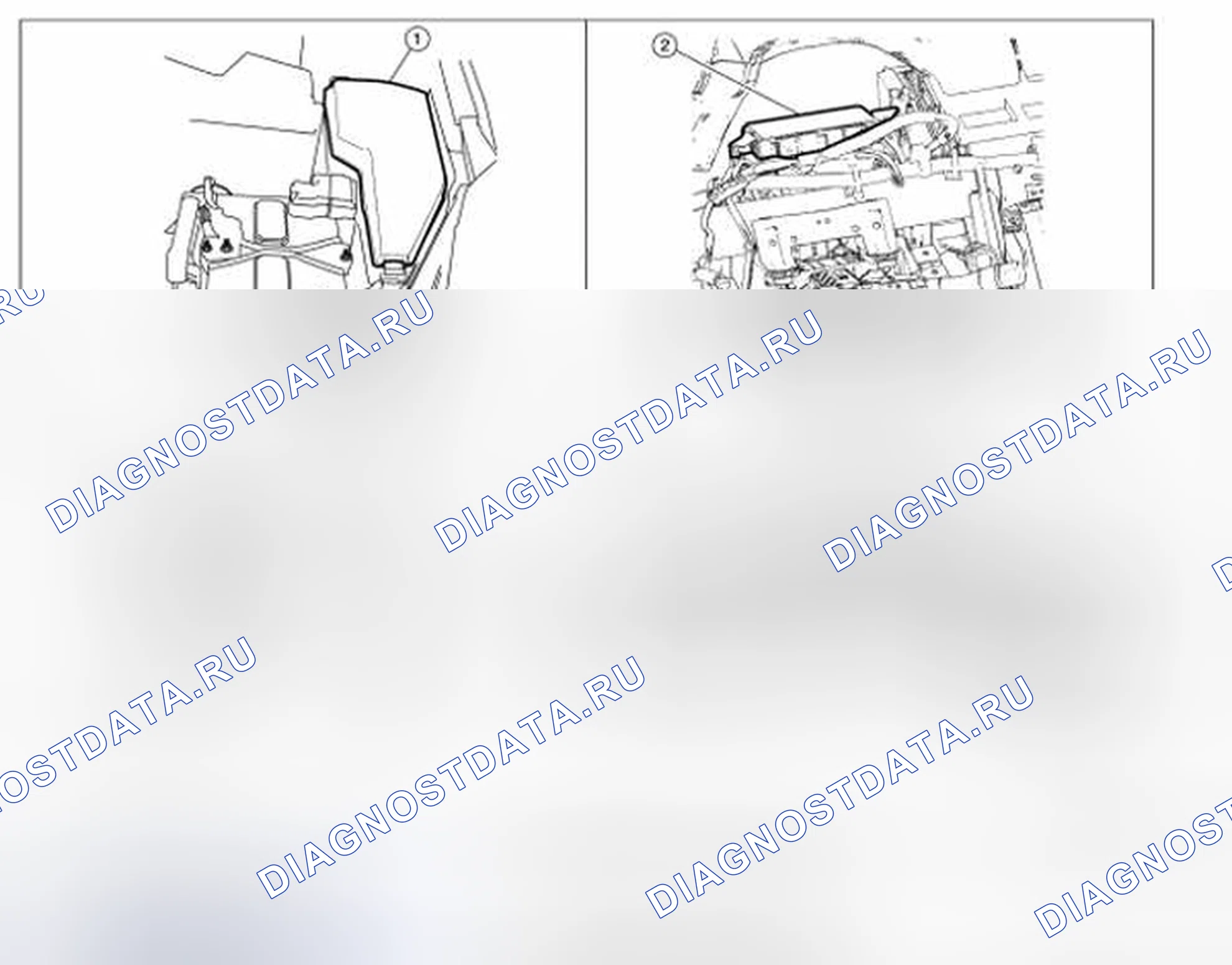 Рис. 2: Определение местоположения компонента системы фары (ксенонового типа). Nissan Altima L32