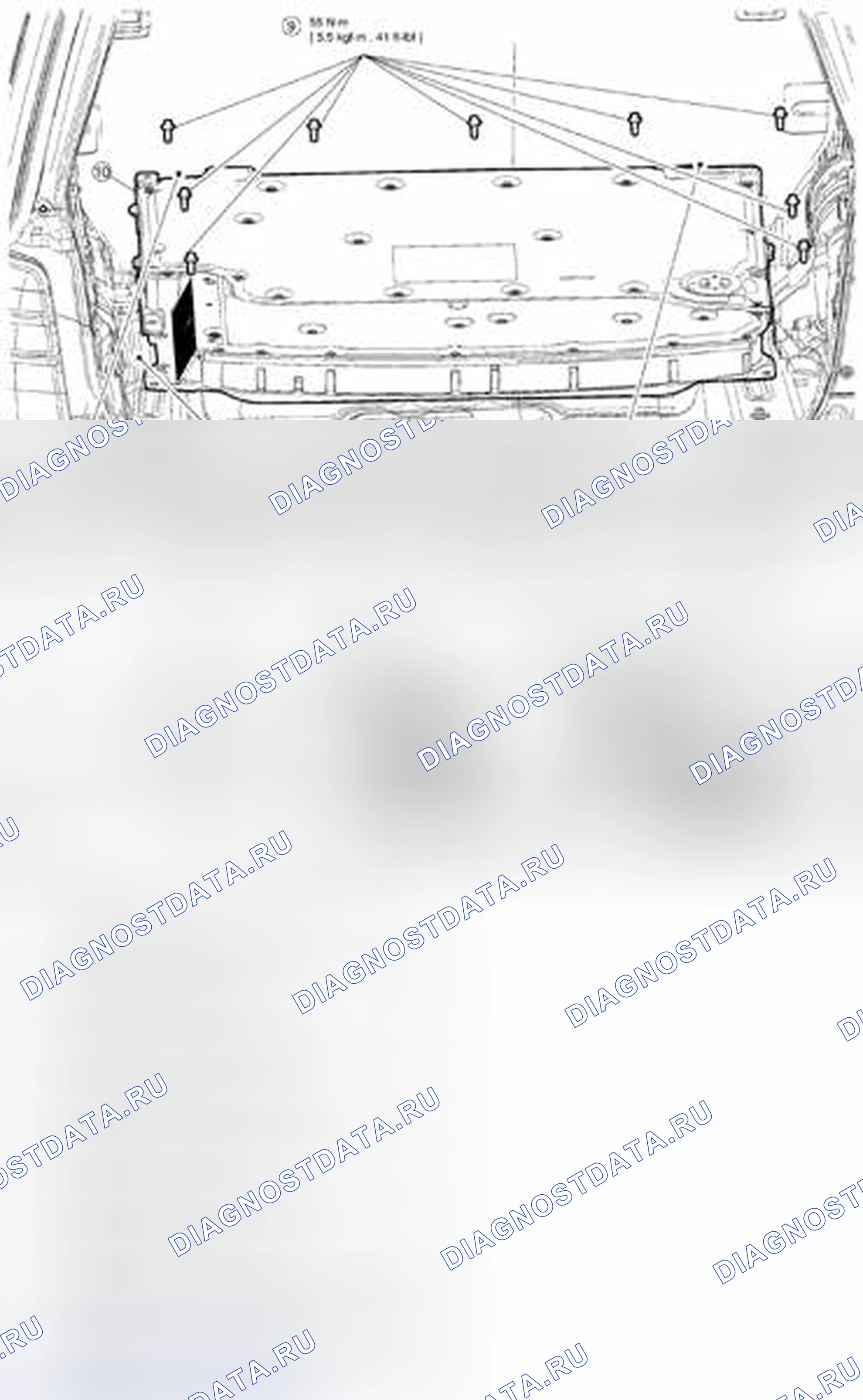 Рис. 5: СНЯТИЕ / УСТАНОВКА ВЫСОКОВОЛЬТНОЙ ТЯГОВОЙ БАТАРЕИ - ГИБРИД. Mazda Tribute II