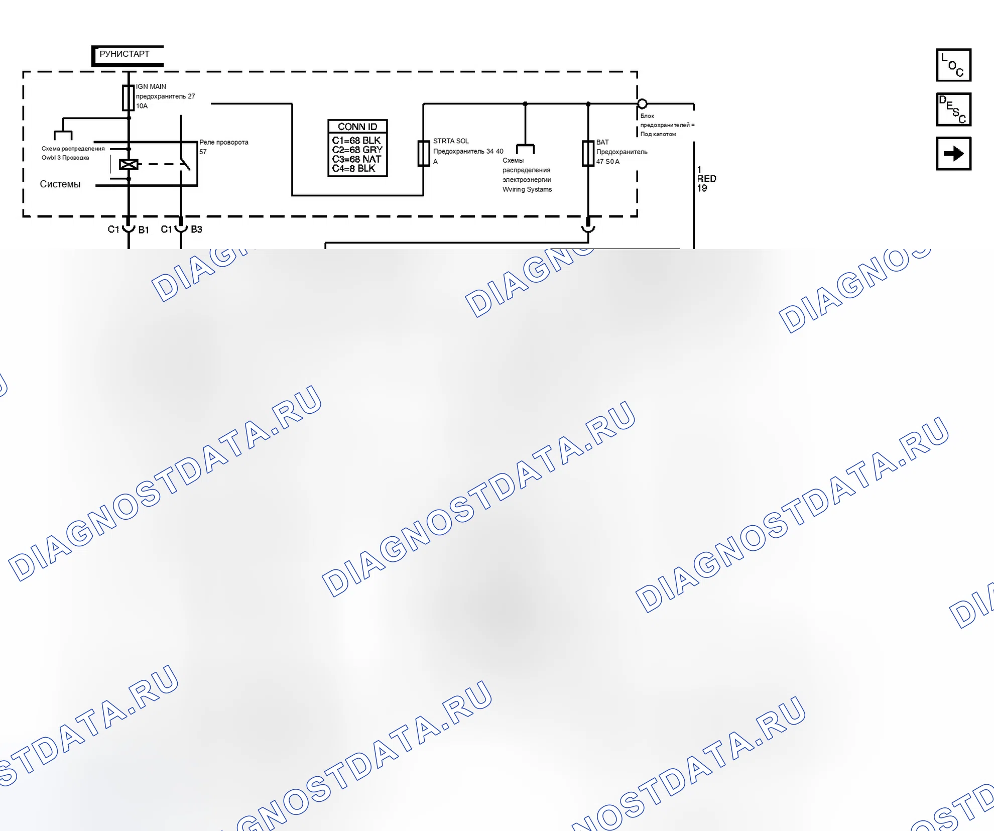 Рис. 5: Схема запуска и зарядки. Buick Rendezvous I