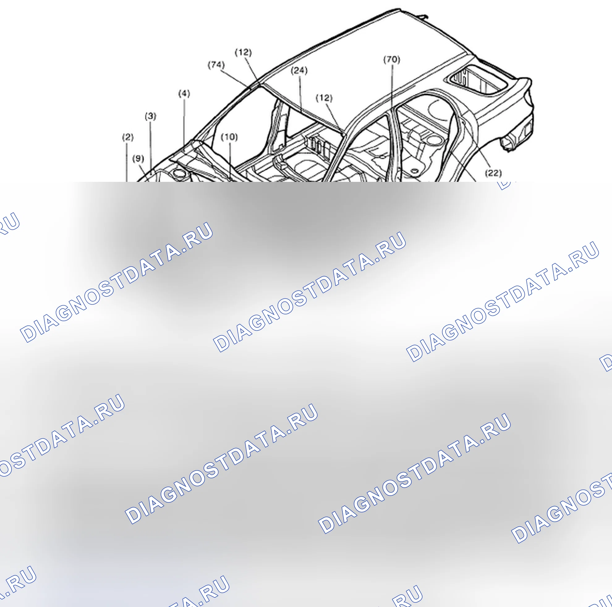 Рис. 41: Определение опорных точек модели вагона/модели седана. Subaru Impreza WRX GD/GG рестайлинг 2
