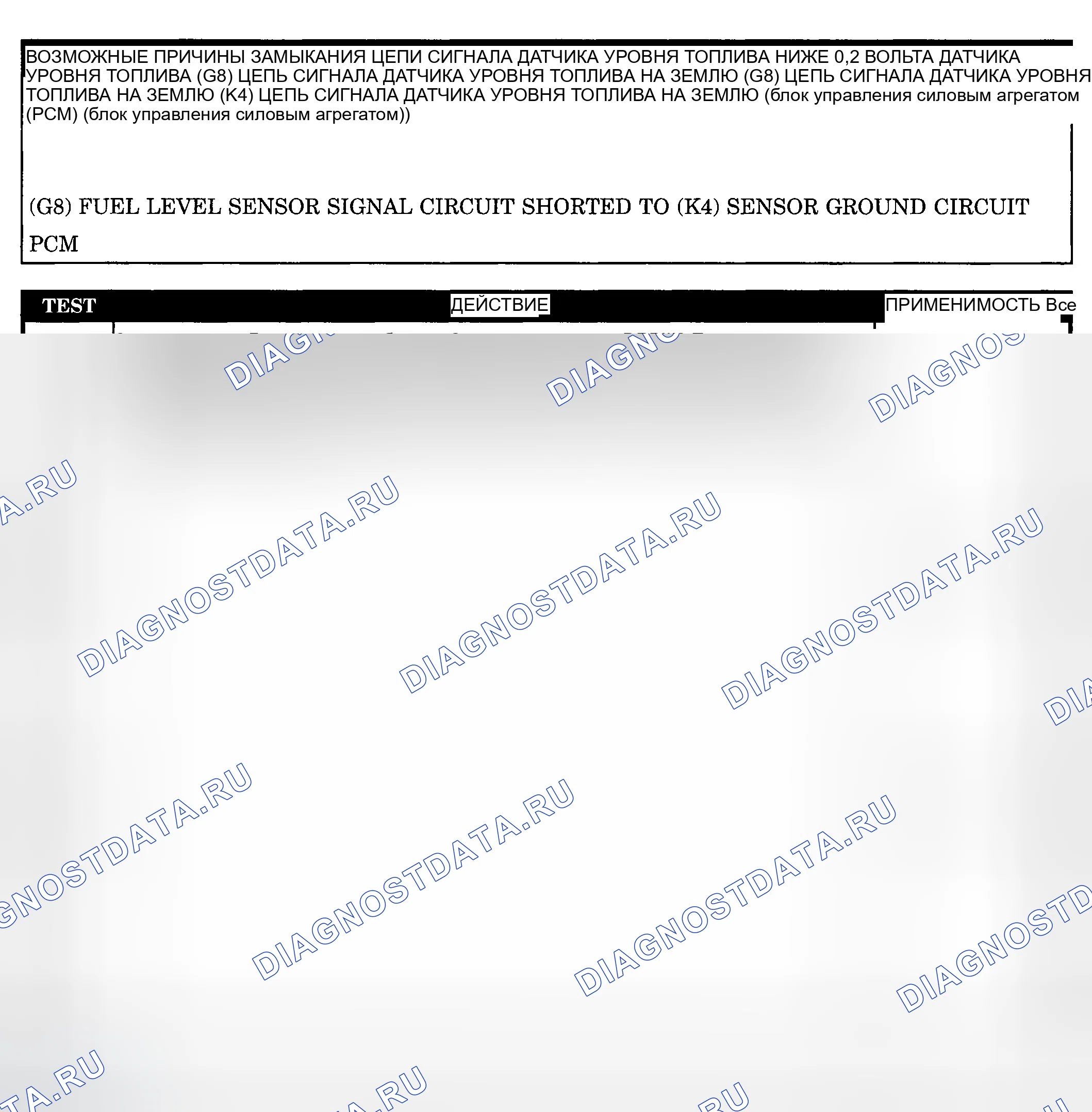 Рис. 209: расшифровка кода ошибки P0462: НАПРЯЖЕНИЕ БЛОКА ОТПРАВКИ УРОВНЯ ТОПЛИВА СЛИШКОМ НИЗКОЕ. Dodge Pickup R3500 
