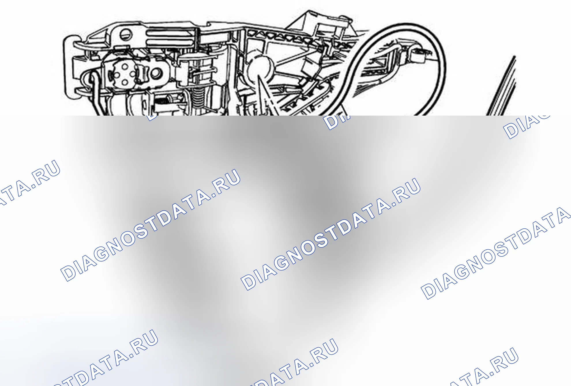 Рис. 37: Замена штока цилиндра замка передней стороны двери. Cadillac ATS I