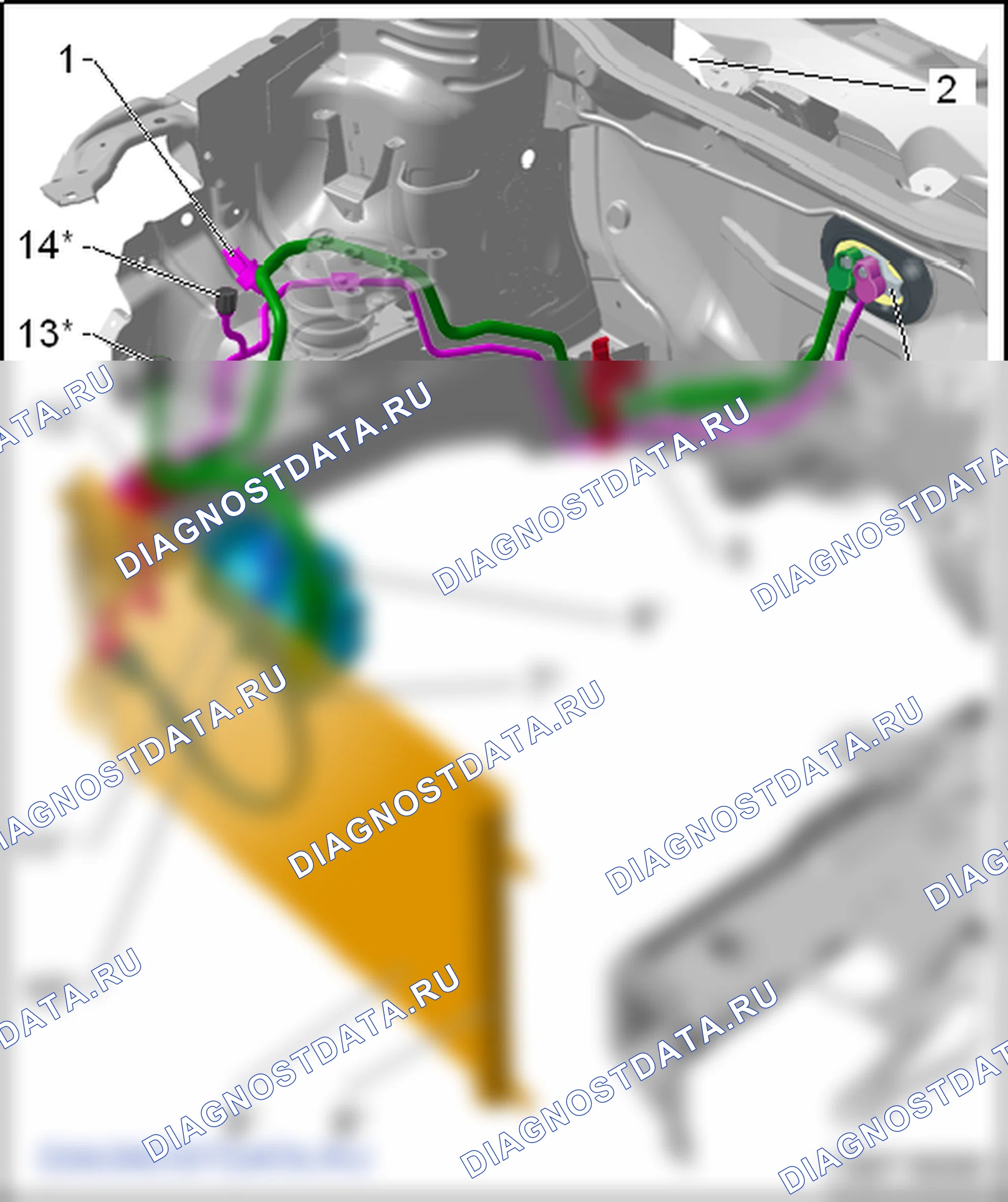 Компоненты кондиционера - климат-контроль (Climatronic) в моторном отсеке. SEAT Ibiza IV