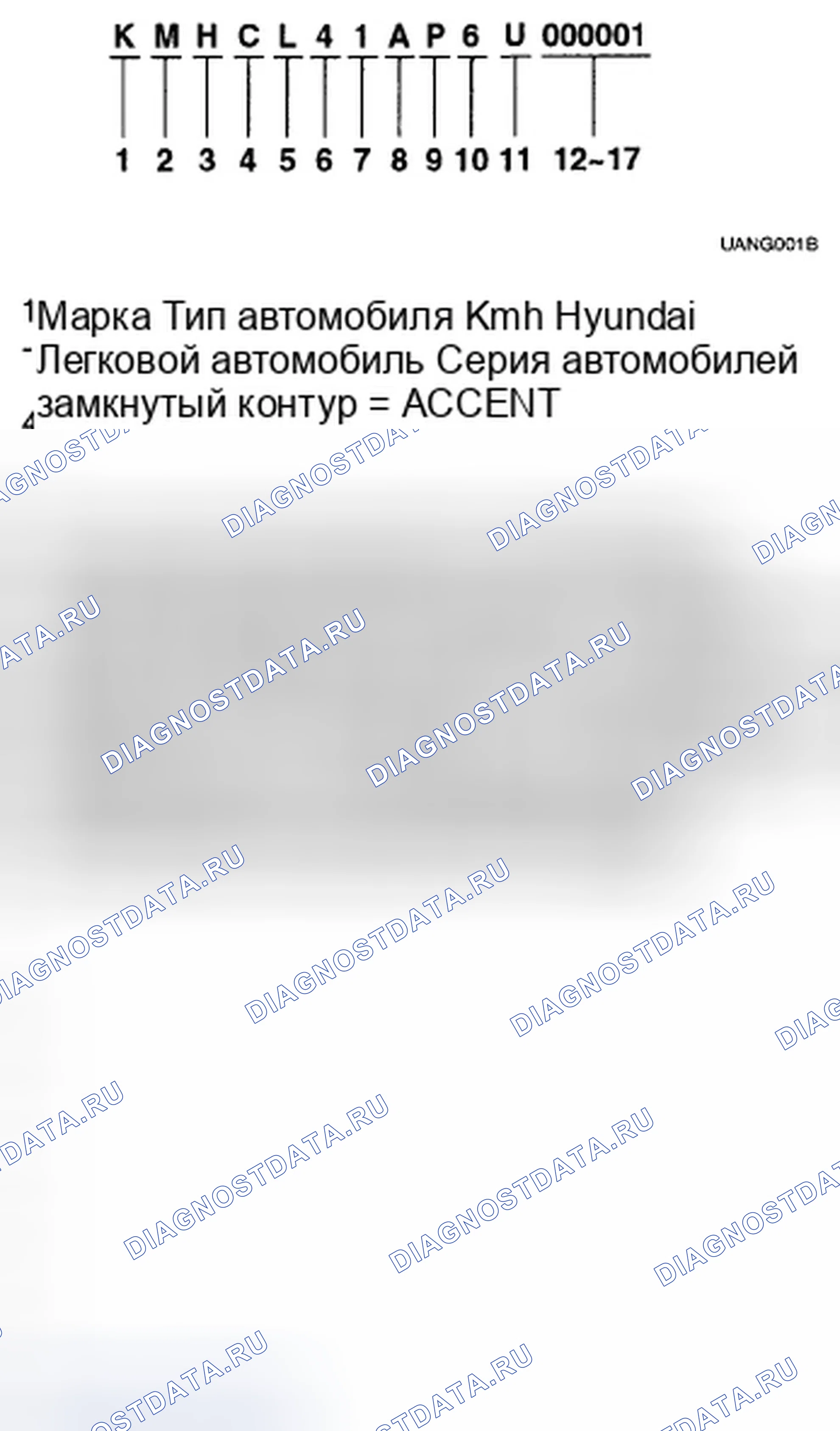 Рис. 4: ИДЕНТИФИКАЦИОННЫЙ НОМЕР ТРАНСПОРТНОГО СРЕДСТВА. Hyundai Accent III