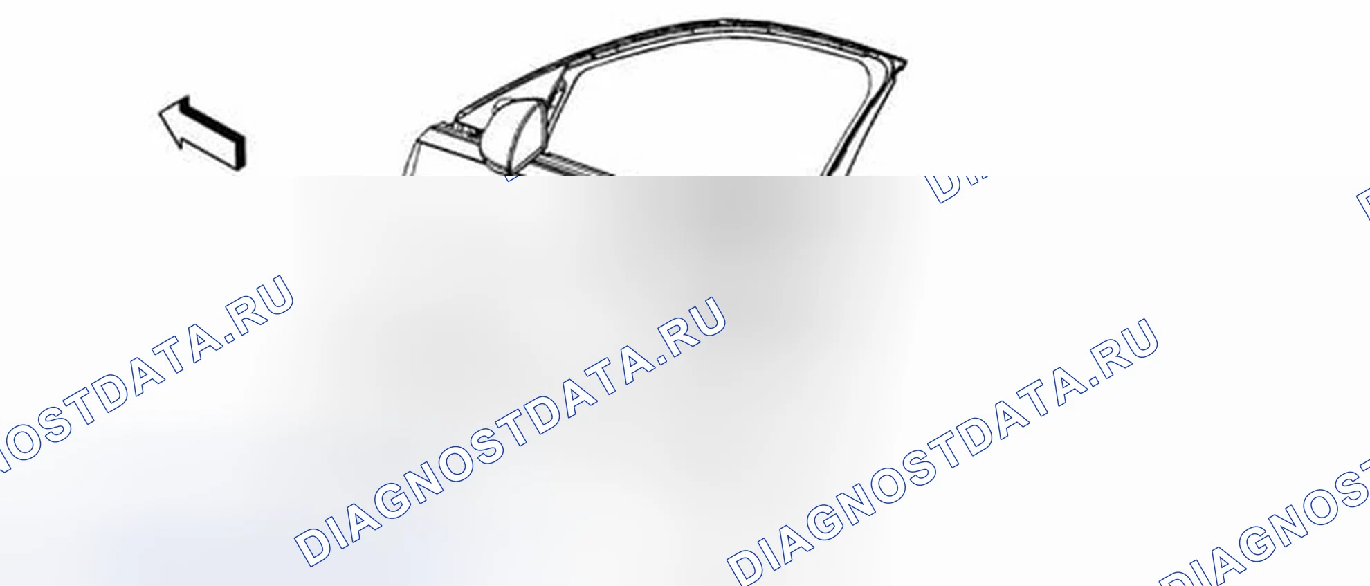 Рис. 64: Замена эмблемы / шильдика передней боковой двери. Chevrolet Impala IX