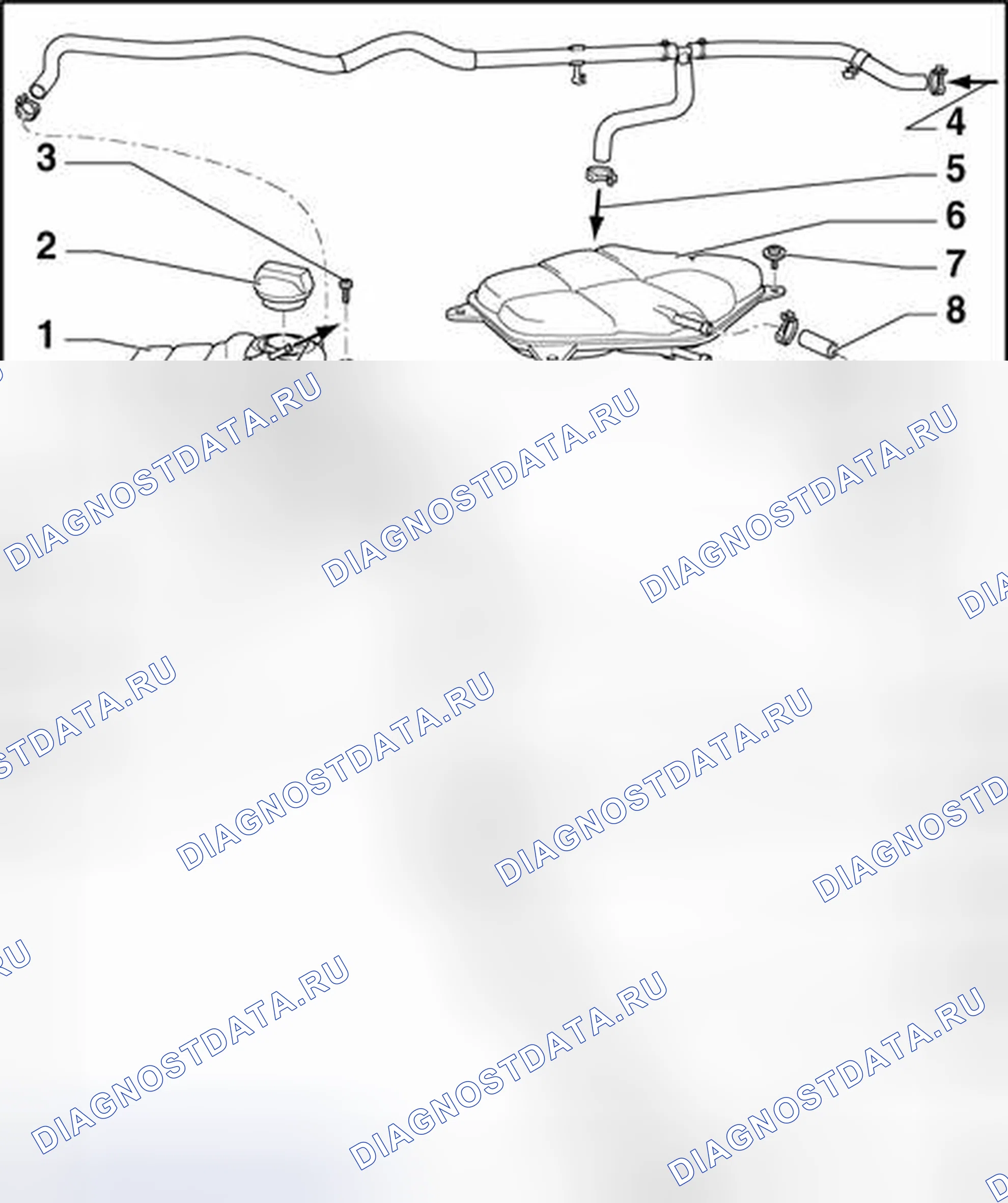 Рис. 376: Система охлаждения, сторона кузова, обзор. Volkswagen Phaeton I