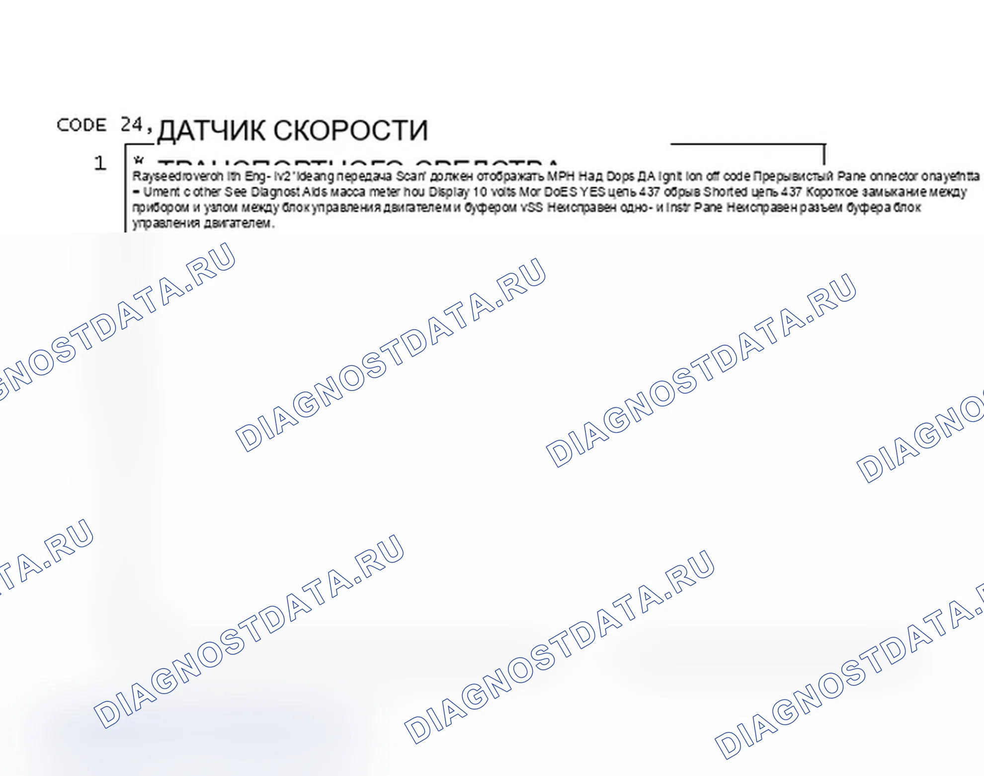 Рис. 93: Код 24, датчик скорости автомобиля 2.5L центральный впрыск топлива - P кузов. Chevrolet Camaro III рестайлинг