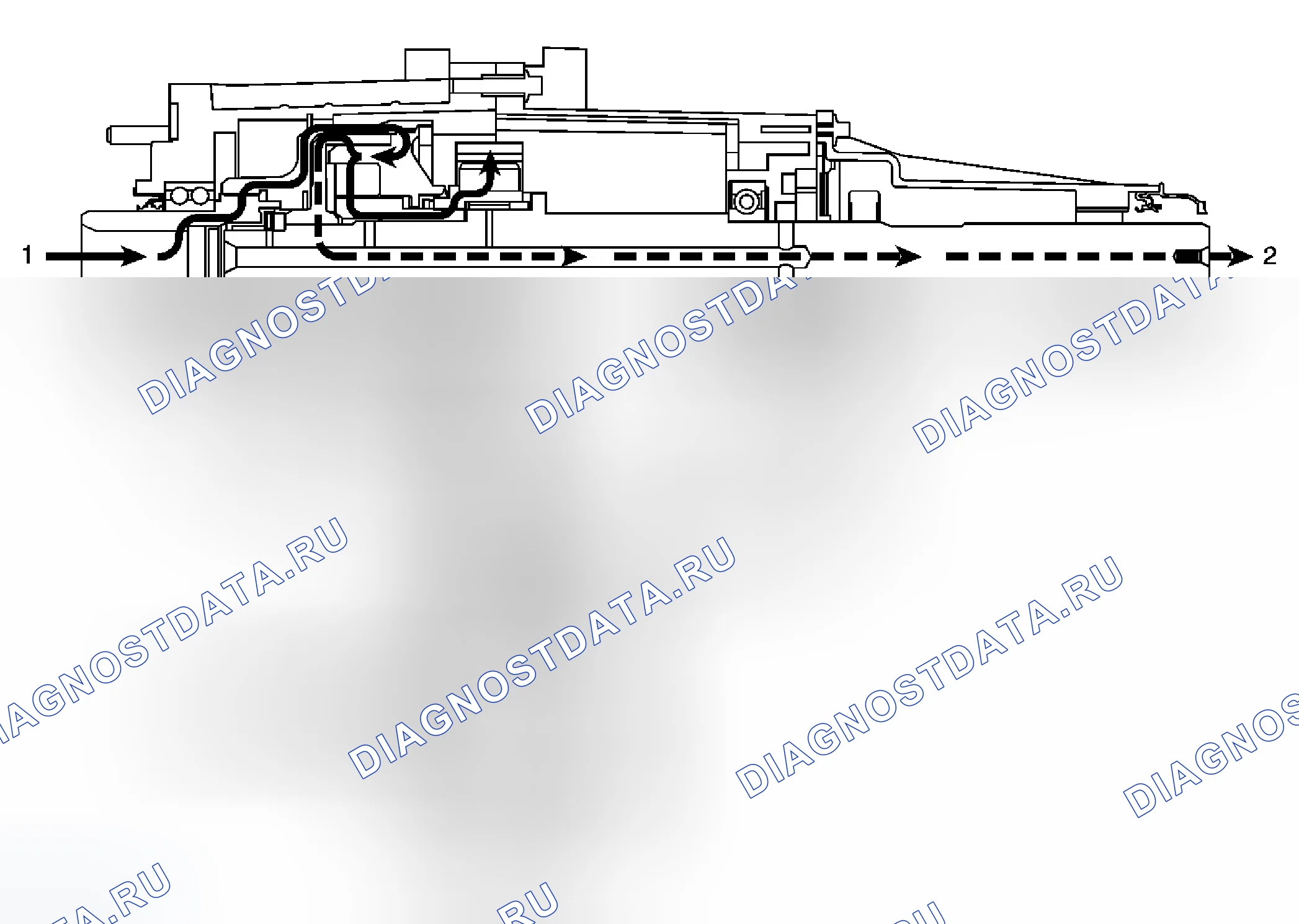 Рис. 43: Поток мощности - проскальзывание задних колес. Chevrolet TrailBlazer I рестайлинг