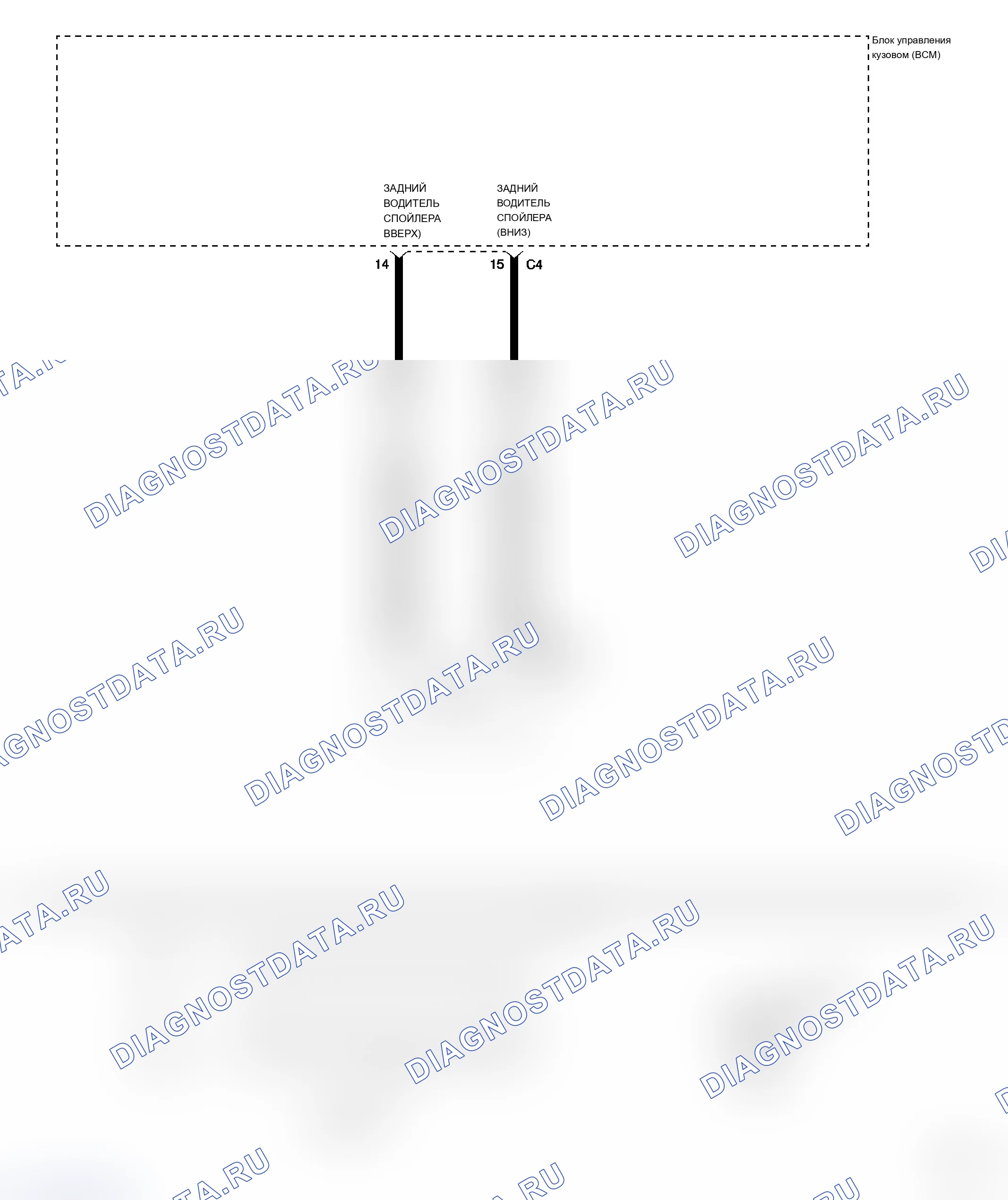 Рис. 555: 1490-02 задний SPOILER EXTEND реле отказ (ОТКАЗ РЕЛЕ ВЫПУСКА ЗАДНЕГО СПОЙЛЕРА). Chrysler Crossfire I final