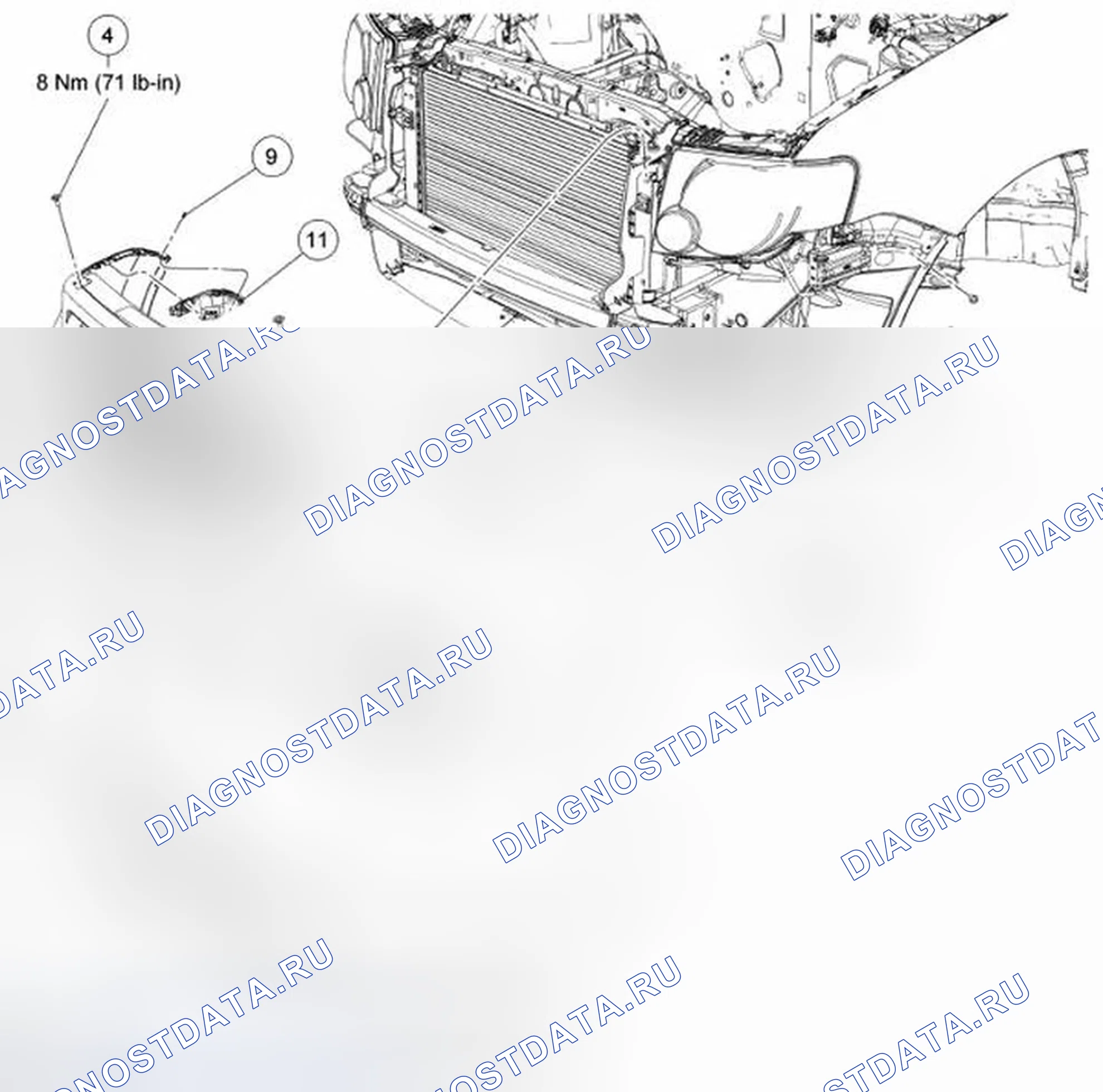 Рис. 1: Бампер - разнесенный вид, вид спереди. Ford Escape I рестайлинг 2