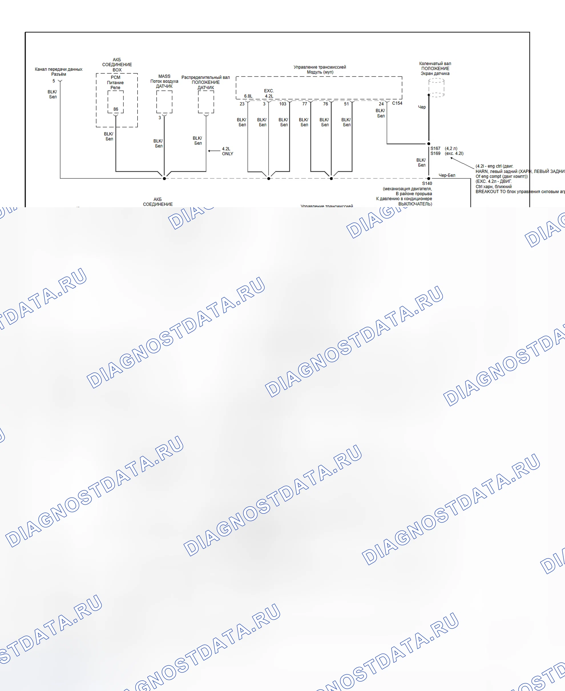 Рис. 89: Схема разводки массы (Econoline - 1 из 4). Hyundai Porter II