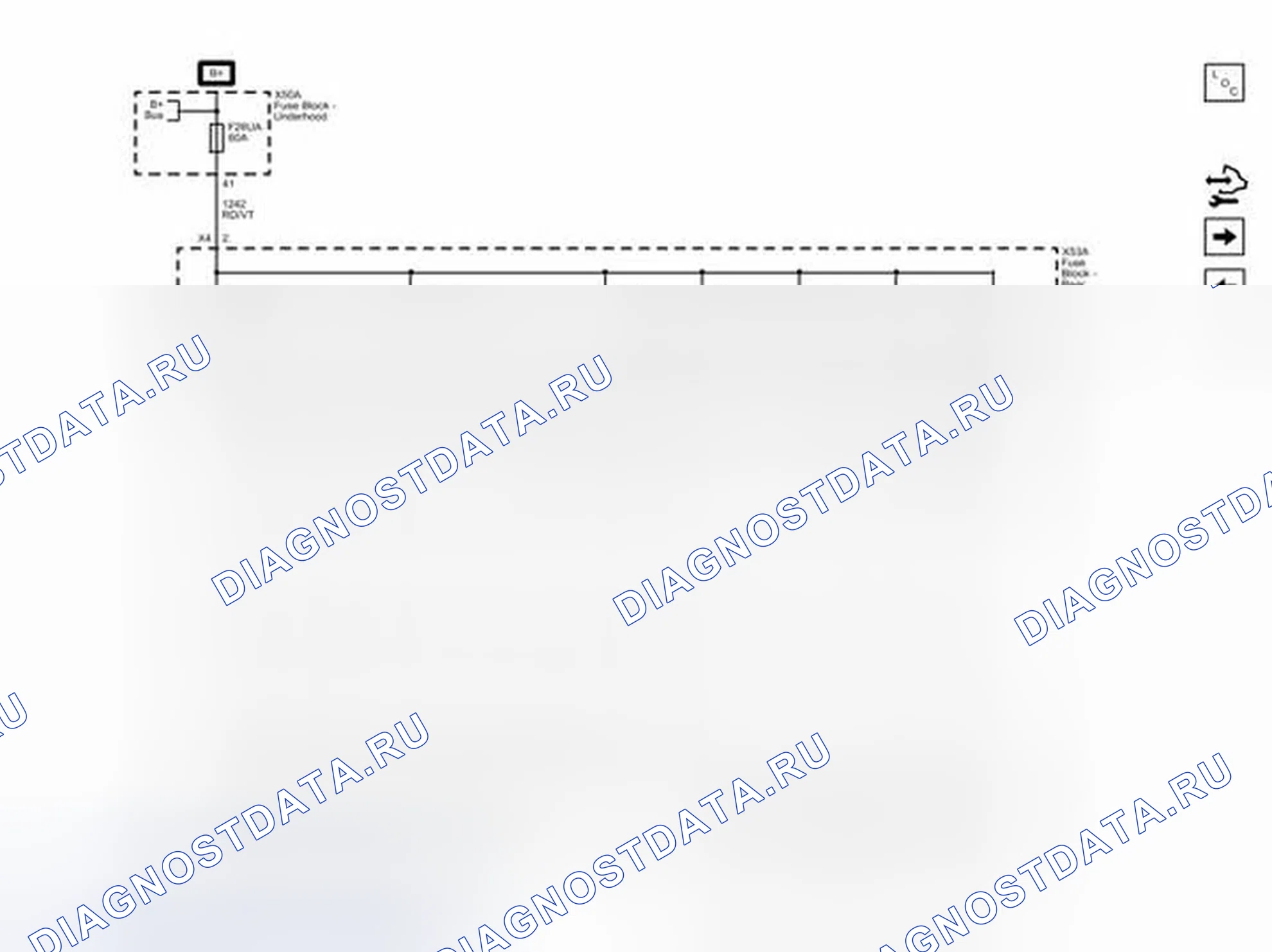 Рис. 85: F26UA, F40RA, F44RA, F46RA, F47RA, F49RA, F51RA и F55RA Предохранители. Cadillac SRX II рестайлинг