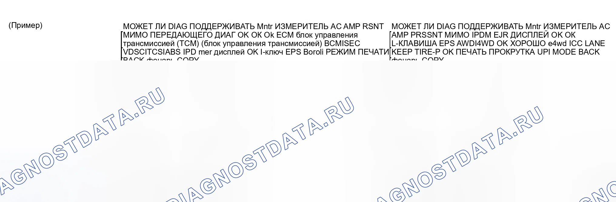 Рис. 54: ОПИСАНИЕ ЭКРАНА " CAN DIAG SUPPORT Mntr " ДЛЯ УНИФИЦИРОВАННОГО СЧЕТЧИКА И УСИЛИТЕЛЯ Вч. Honda Integra I