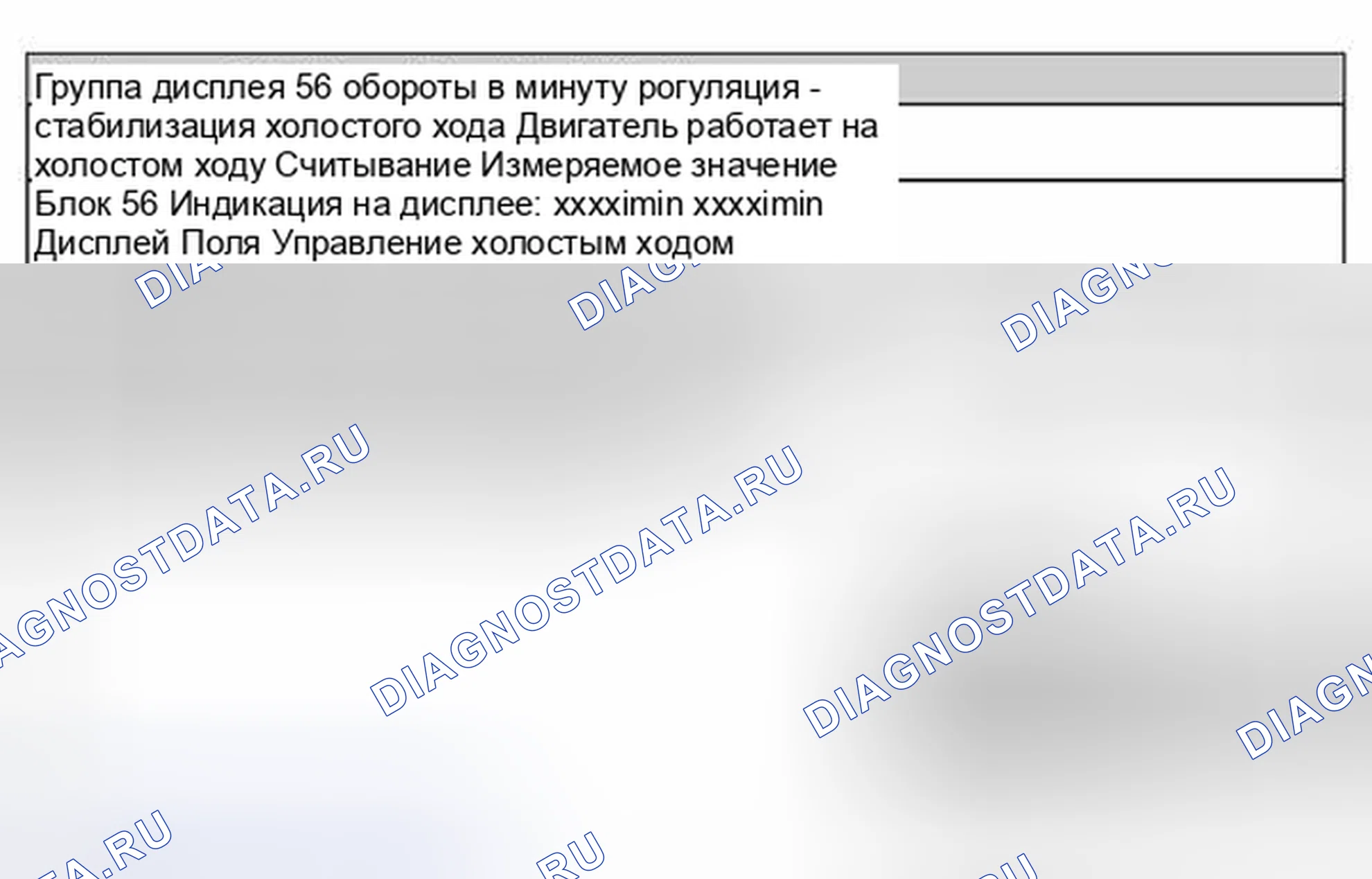 Рис. 98: Группа индикации 56 - регулирование оборотов, стабилизация холостого хода. Volkswagen Jetta IV