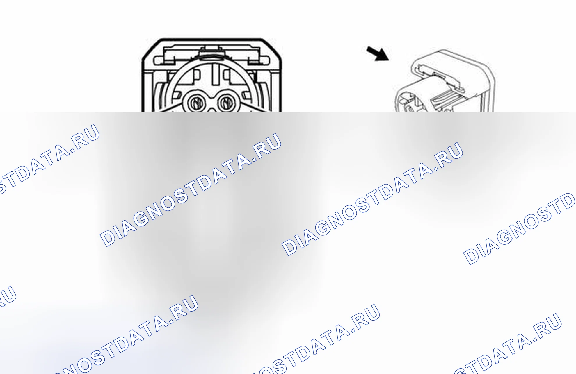 Рис. 237: F105L Подушка безопасности на крыше - левый разъем, вид с торца. Chevrolet Cruze I рестайлинг