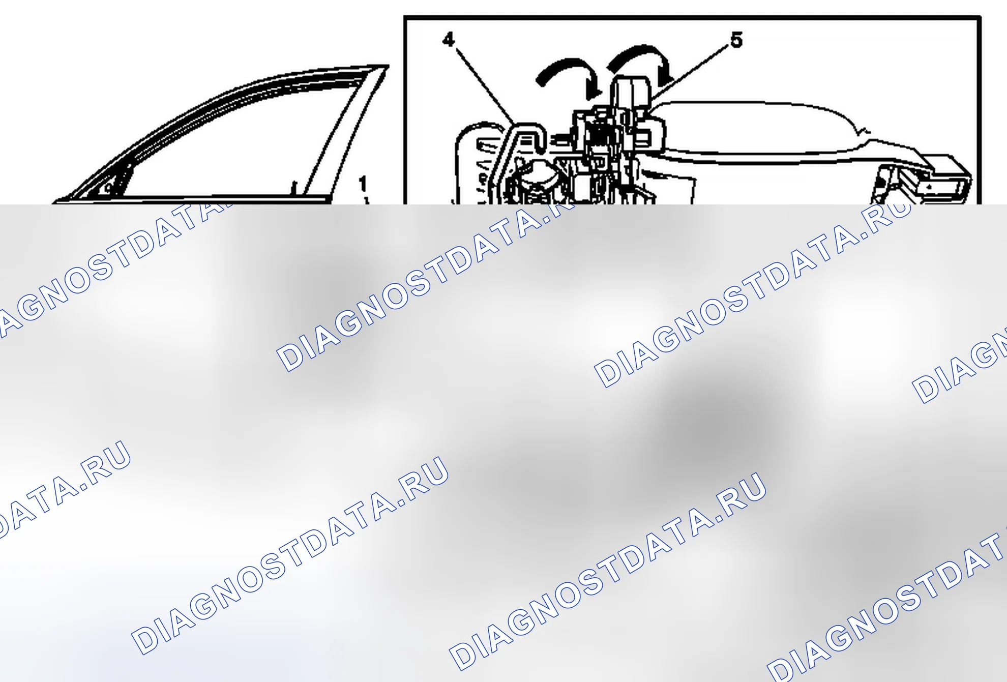 Рис. 3: Замена внешней ручки передней боковой двери (без ATH). Cadillac CTS II