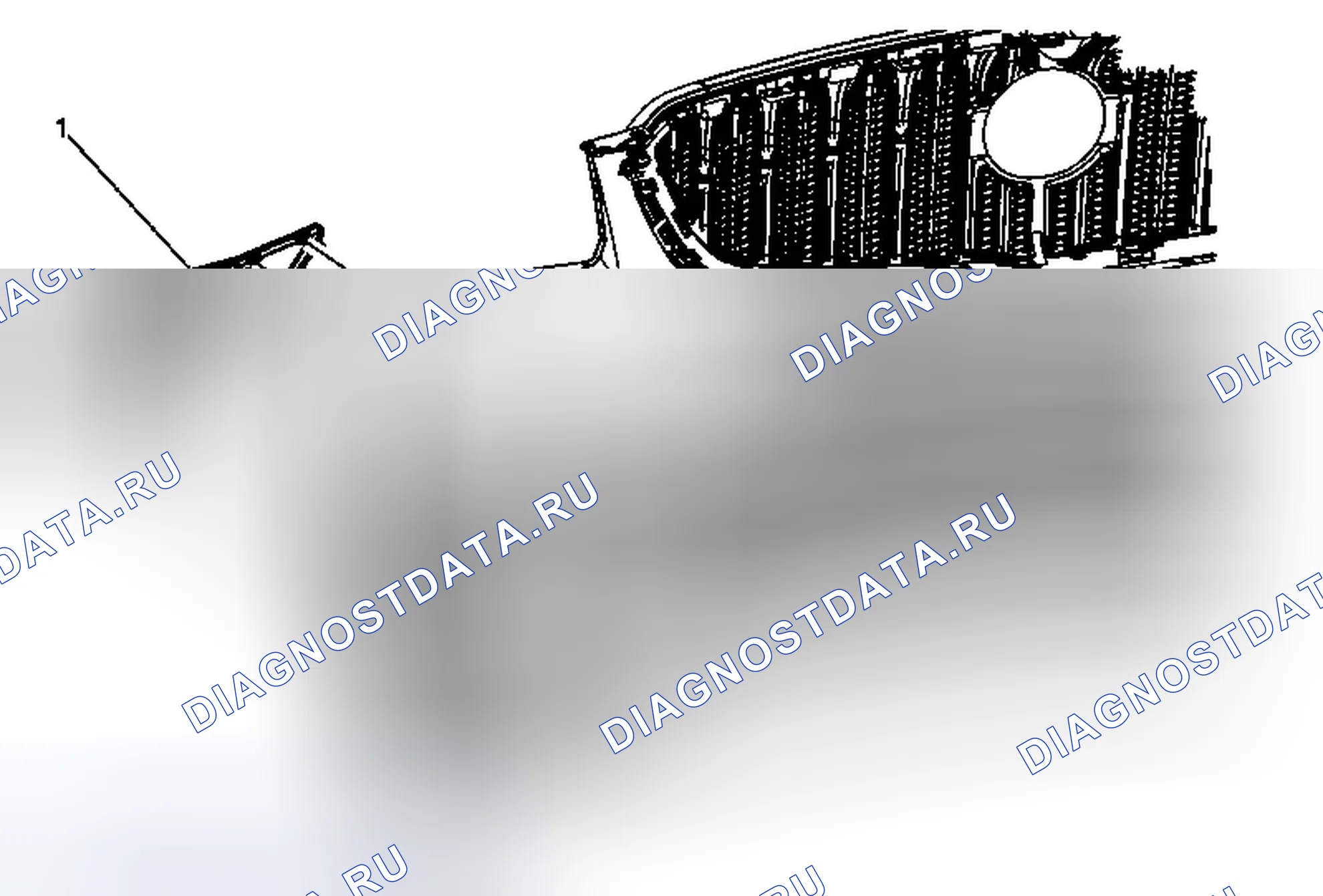 Рис. 13: Замена внешней решетки передней бампера (анклав). GMC Acadia I рестайлинг