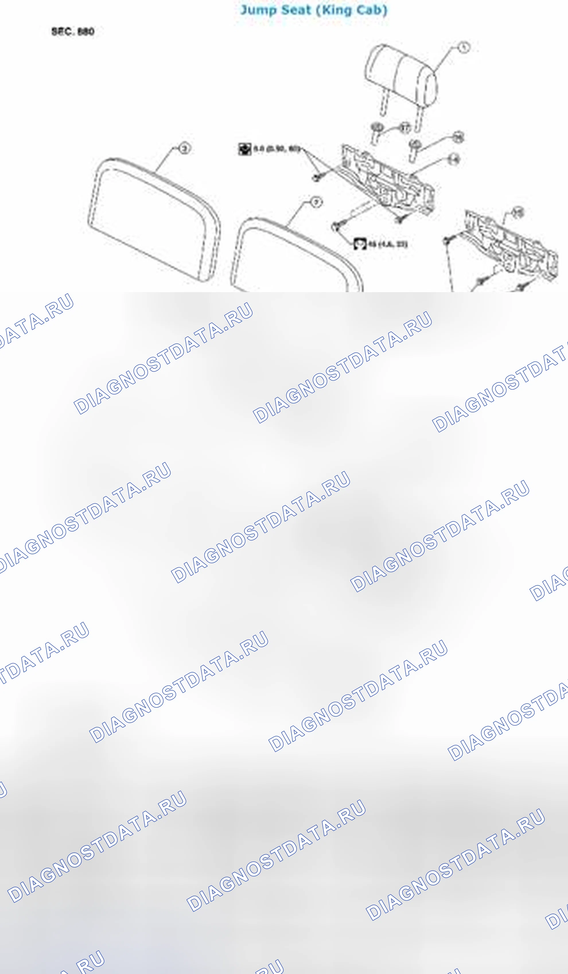 Рис. 16: Заднее сиденье: разборка и сборка. Suzuki Equator I