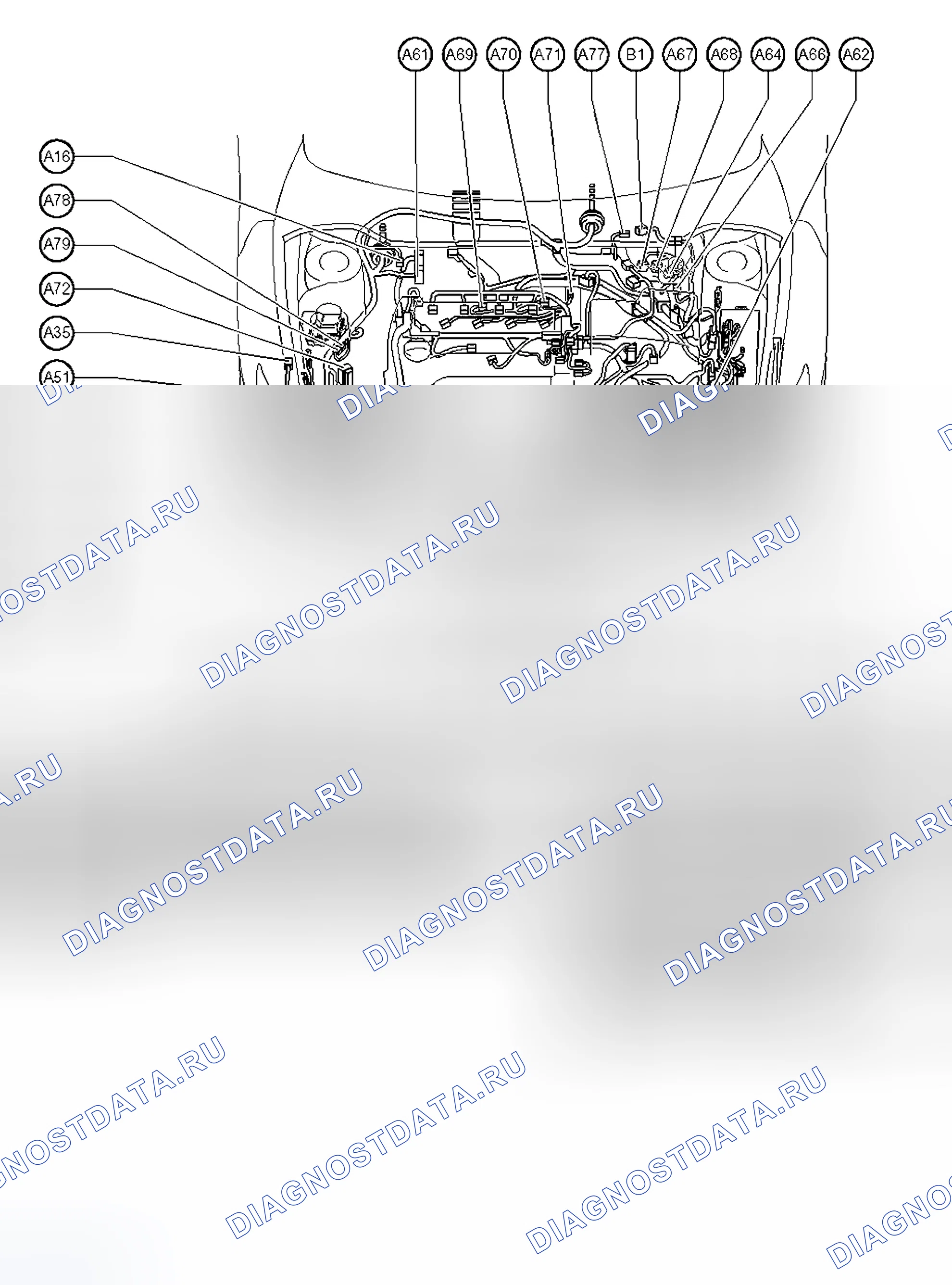 Рис. 1: ГРАФИКИ РАСПОЛОЖЕНИЯ КОМПОНЕНТОВ. Toyota Camry XV40