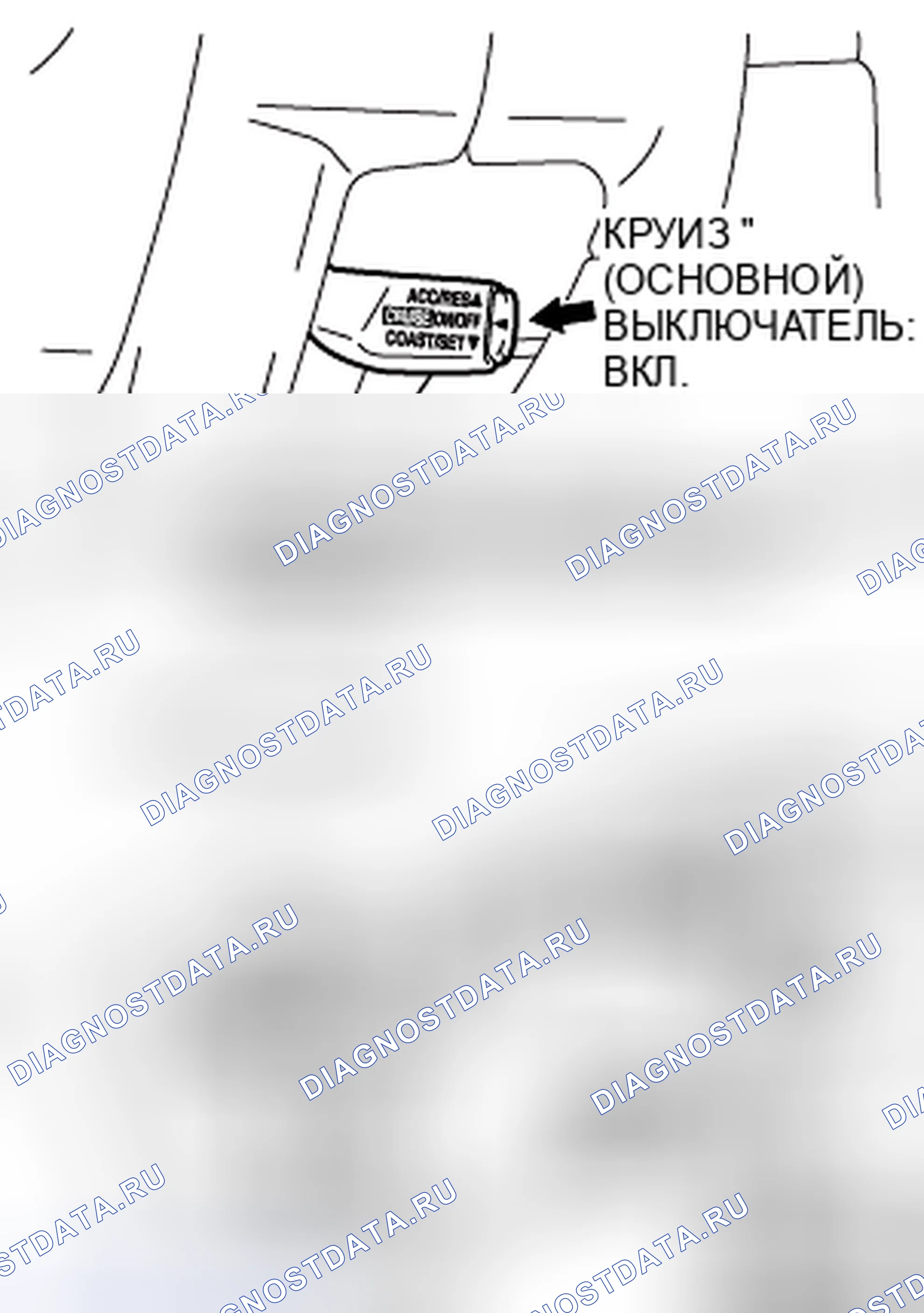 Рис. 45: ПРОВЕРКА ГЛАВНОГО ВЫКЛЮЧАТЕЛЯ АВТОМАТИЧЕСКОГО КРУИЗ-КОНТРОЛЯ. Honda Crosstour I
