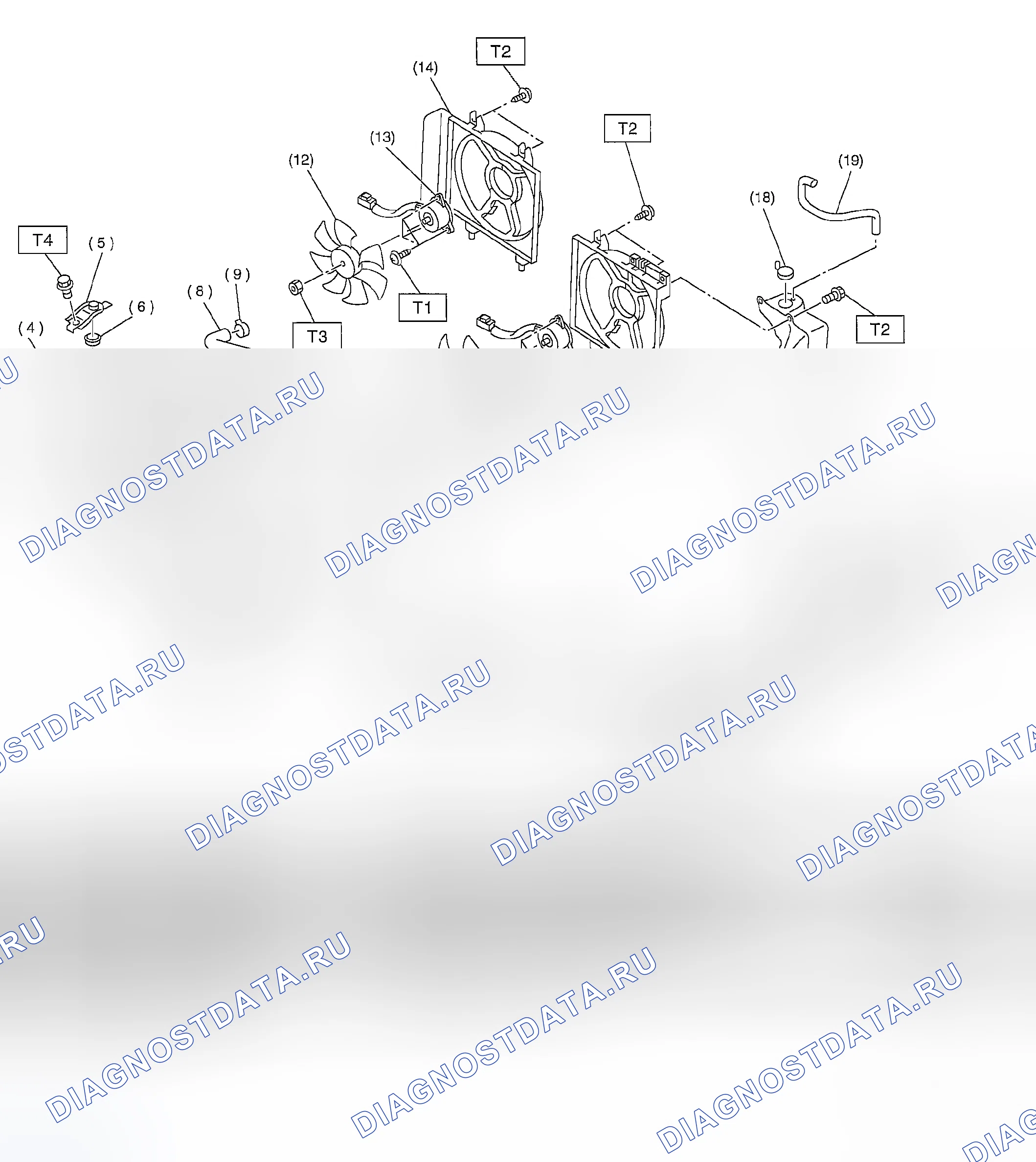 Рис. 106: РАДИАТОР И ВЕНТИЛЯТОР РАДИАТОРА. Subaru Outback BP