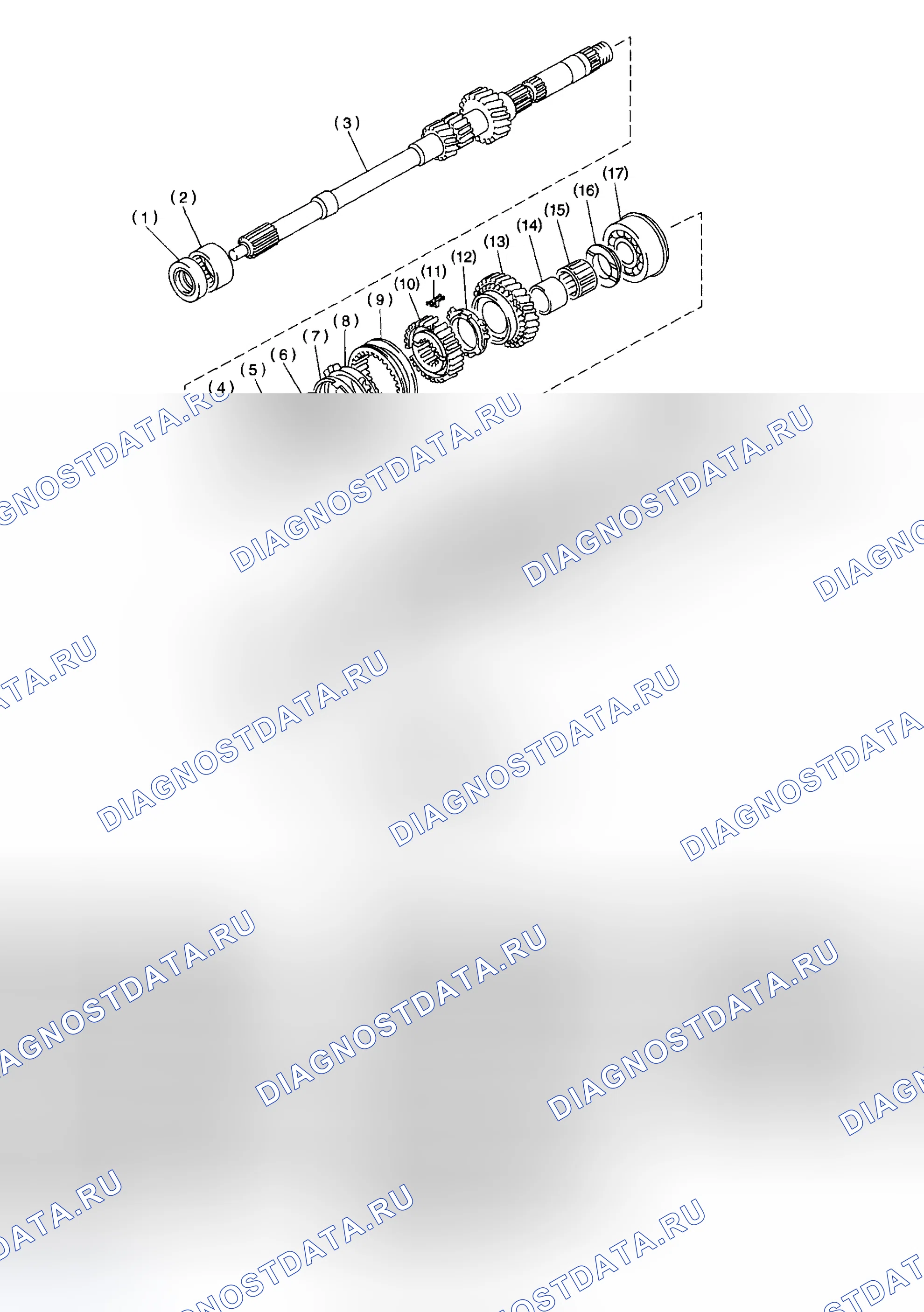 Рис. 202: ГЛАВНЫЙ ВАЛ В СБОРЕ. Subaru Impreza WRX GD/GG рестайлинг