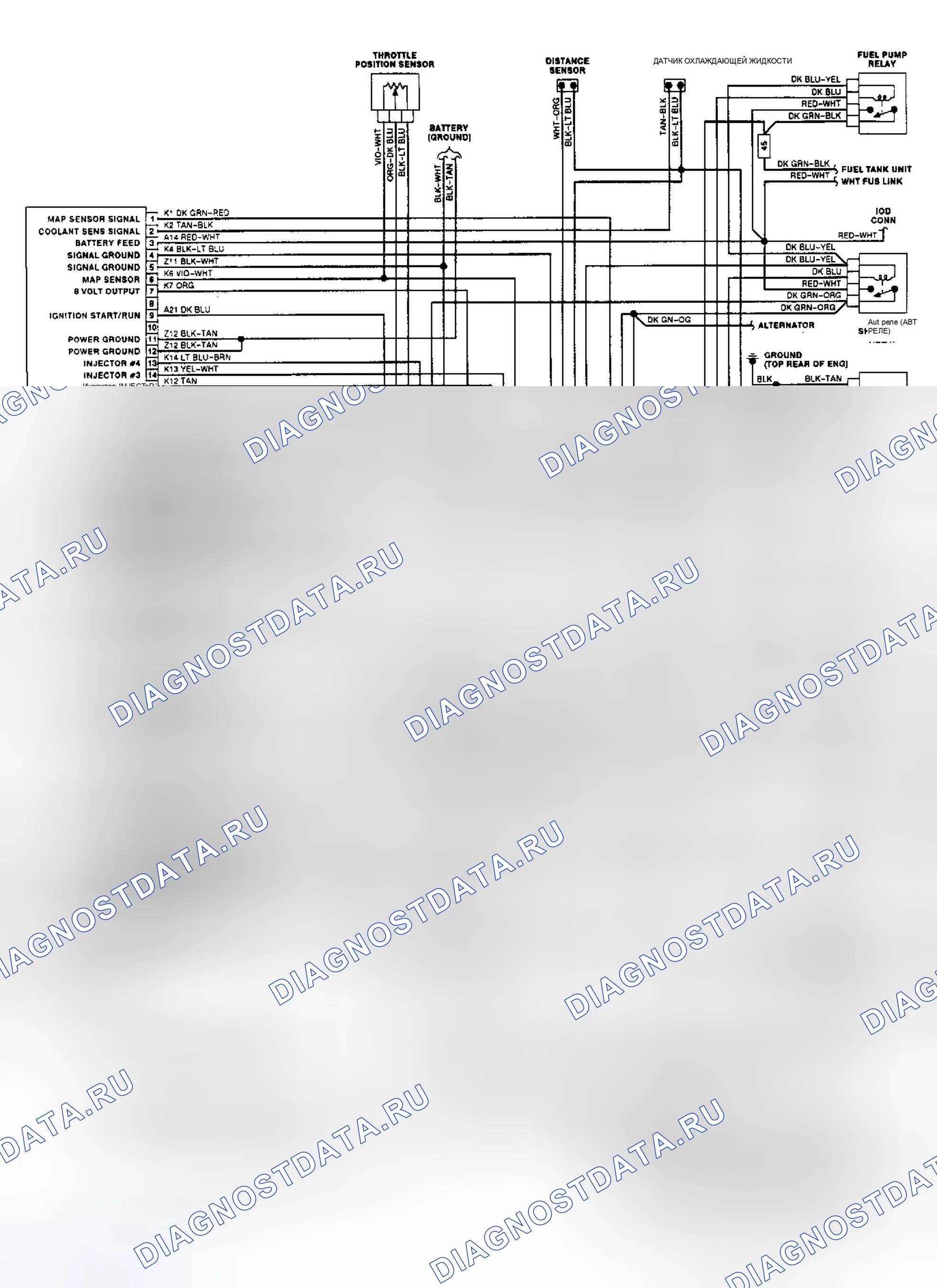 Рис. 442: электросхема (фургон FWD 1992 г. - 3,0 л). Dodge Spirit I