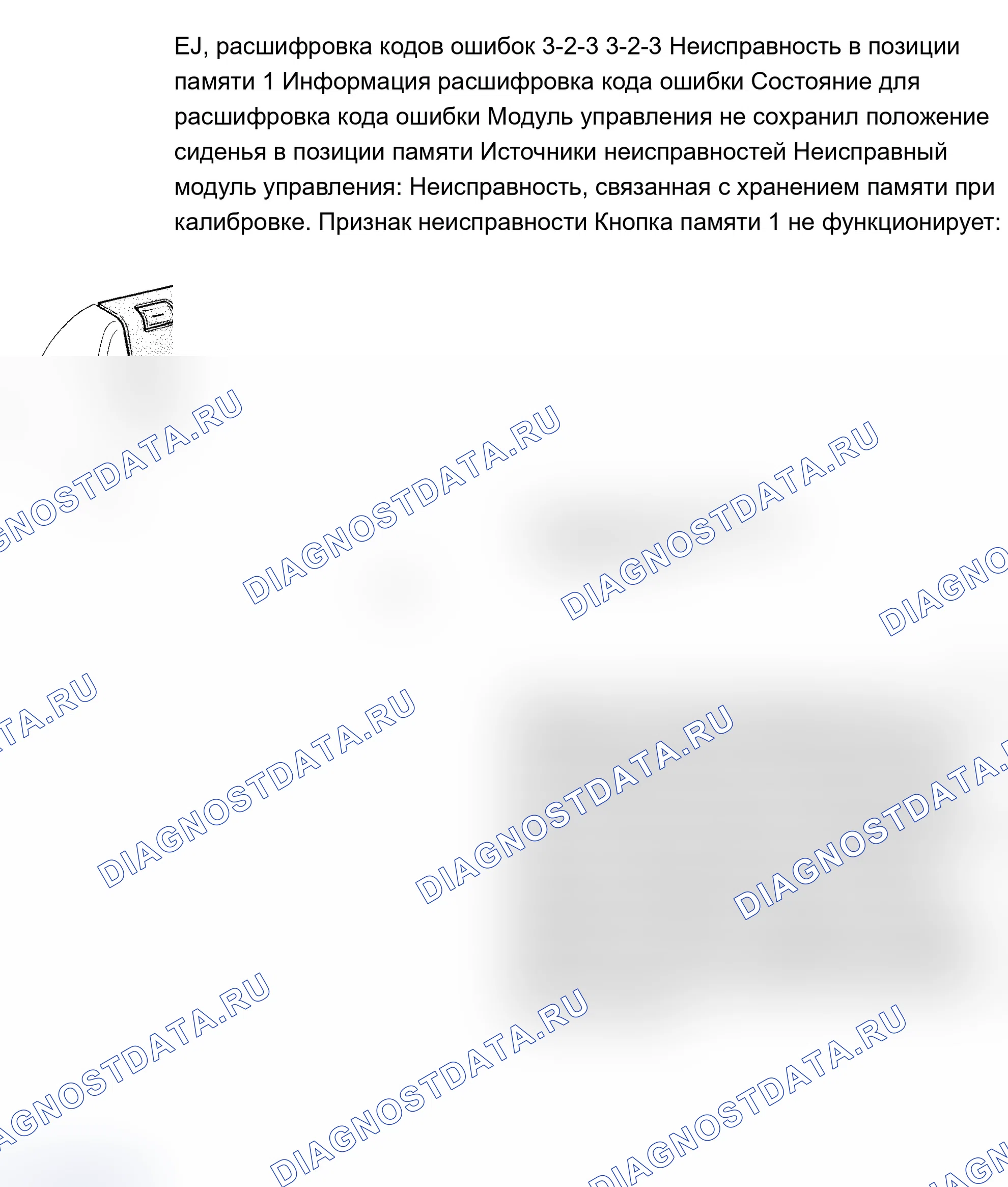 Рис. 65: ТЕСТ EJ: расшифровка кода ошибки 3-2-3: ОШИБКА В ПОЗИЦИИ 1 В ПАМЯТИ. Volvo 960 I рестайлинг